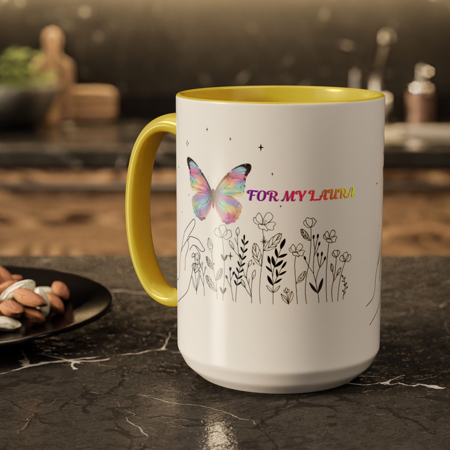 Colorful Mugs (11oz, 15oz)Taza personalizada, 11oz or 15oz Mug Colorful Butterfly Floral Mug personalizada ,Ceramic, Cup with wildflowers