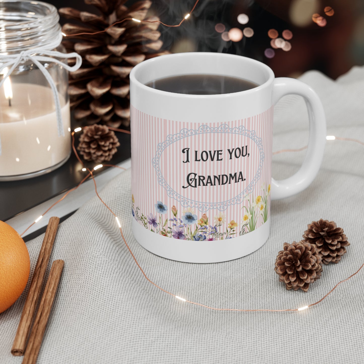 mug I Love You, Grandma Floral Mug – 11oz Sentimental Gift for Grandmother