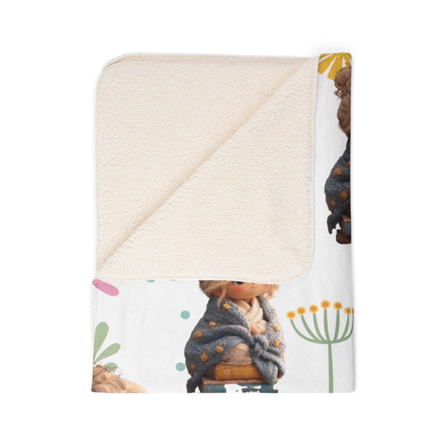 Grandma Floral Teddy Fleece Sherpa Blanket