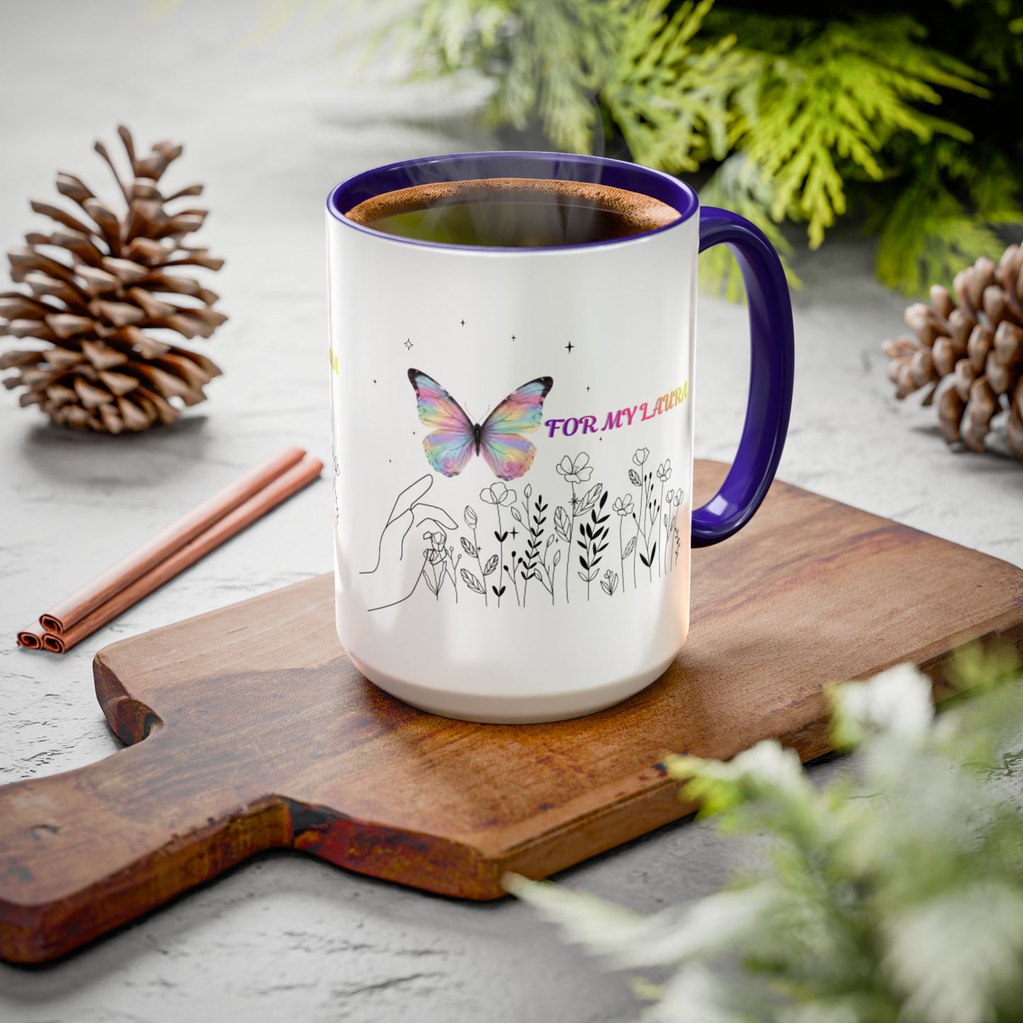 Colorful Mugs (11oz, 15oz)Taza personalizada, 11oz or 15oz Mug  Colorful Butterfly Floral  Mug personalizada ,Ceramic, Cup with wildflowers