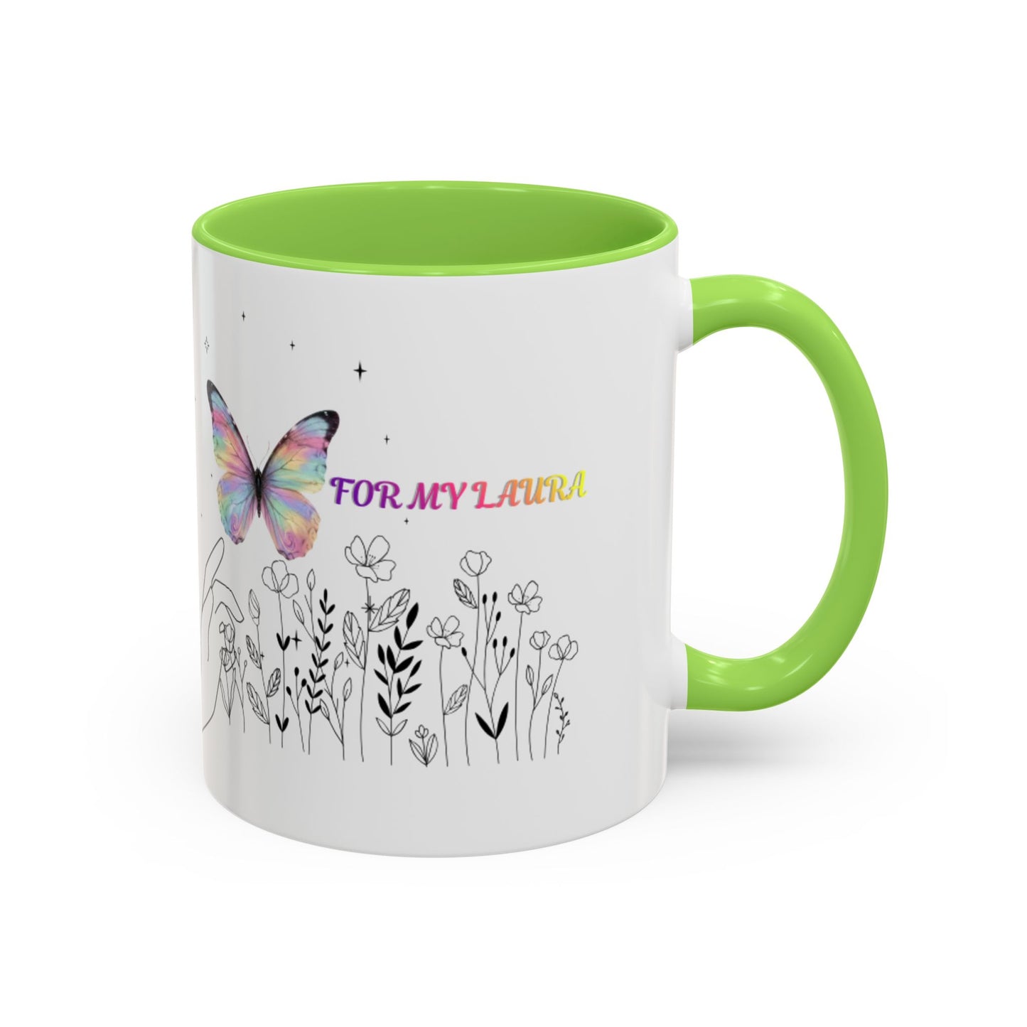 Colorful Mugs (11oz, 15oz)Taza personalizada, 11oz or 15oz Mug  Colorful Butterfly Floral  Mug personalizada ,Ceramic, Cup with wildflowers