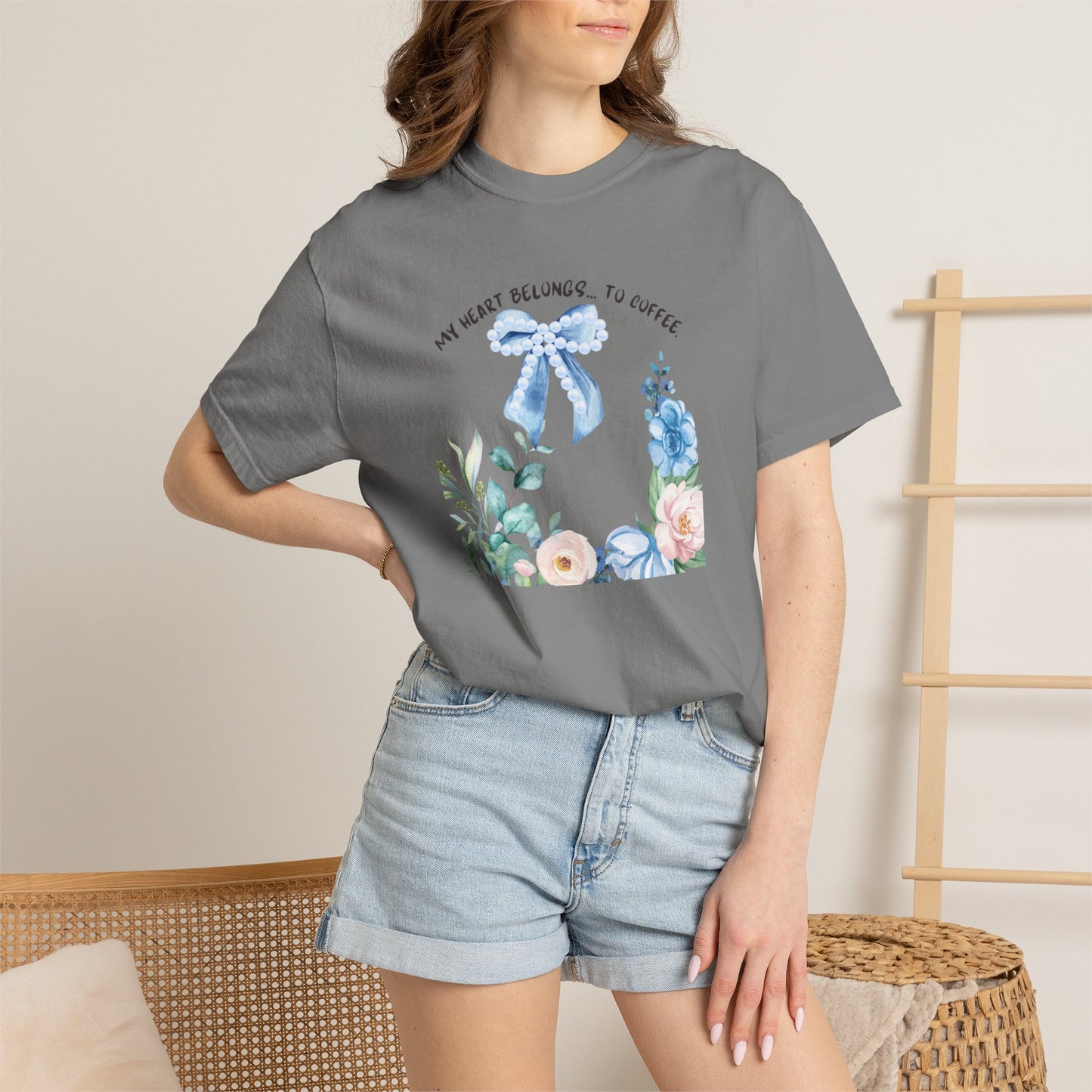 My Heart Belongs to Coffee Floral T-Shirt, She Blossomed After Every Storm enamel