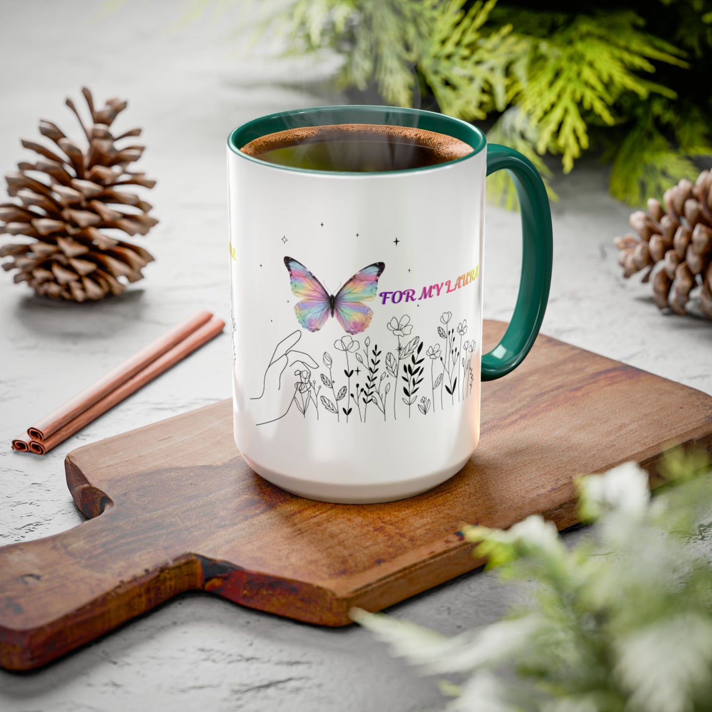 Colorful Mugs (11oz, 15oz)Taza personalizada, 11oz or 15oz Mug  Colorful Butterfly Floral  Mug personalizada ,Ceramic, Cup with wildflowers