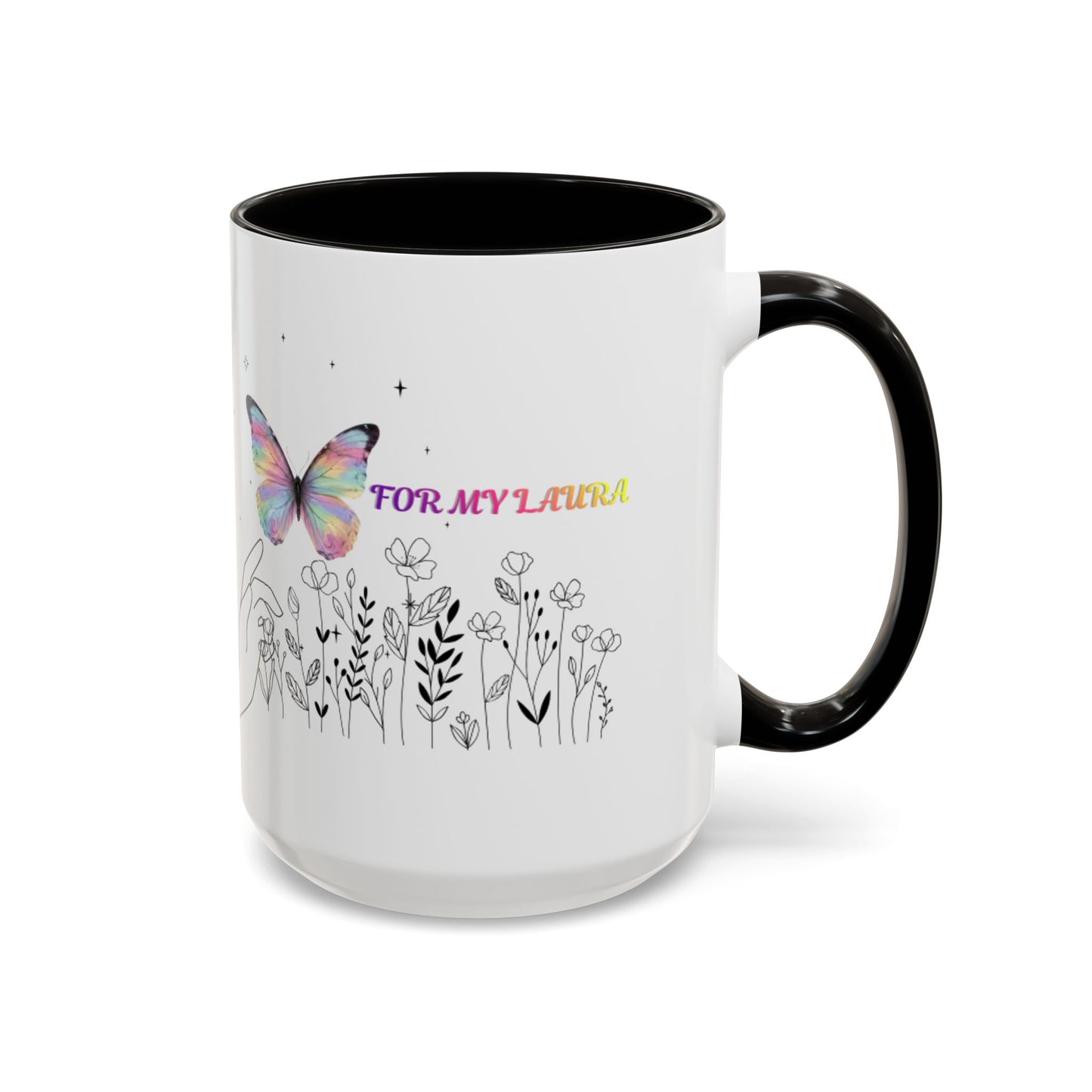 Colorful Mugs (11oz, 15oz)Taza personalizada, 11oz or 15oz Mug  Colorful Butterfly Floral  Mug personalizada ,Ceramic, Cup with wildflowers