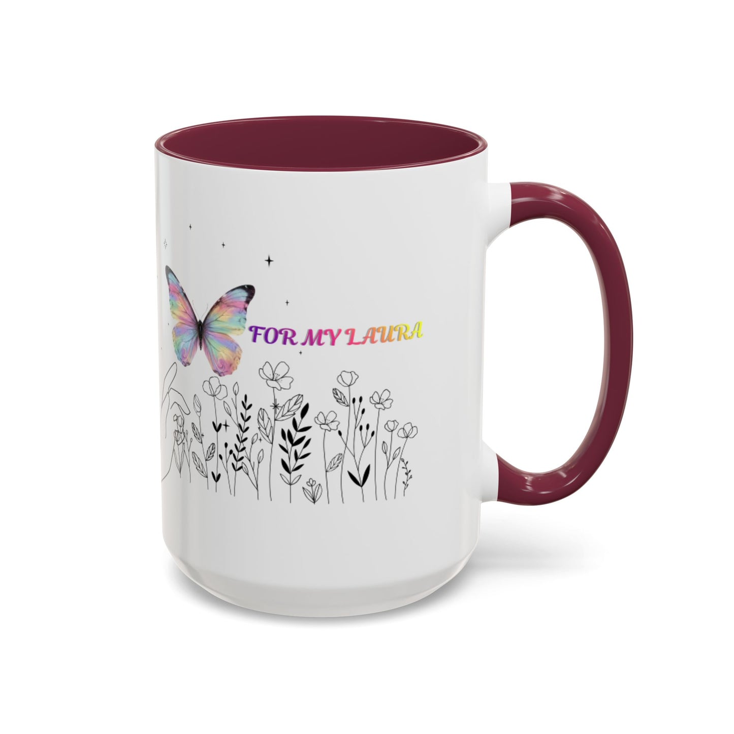 Colorful Mugs (11oz, 15oz)Taza personalizada, 11oz or 15oz Mug  Colorful Butterfly Floral  Mug personalizada ,Ceramic, Cup with wildflowers