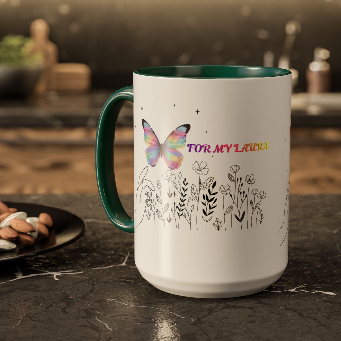 Colorful Mugs (11oz, 15oz)Taza personalizada, 11oz or 15oz Mug  Colorful Butterfly Floral  Mug personalizada ,Ceramic, Cup with wildflowers