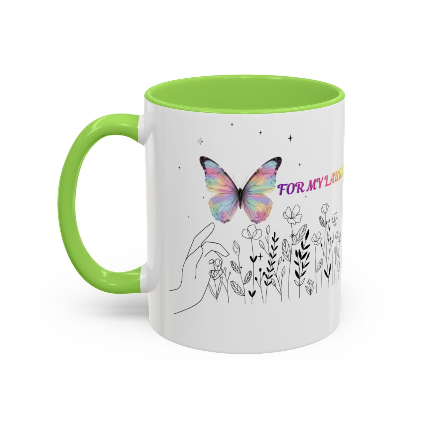 Colorful Mugs (11oz, 15oz)Taza personalizada, 11oz or 15oz Mug  Colorful Butterfly Floral  Mug personalizada ,Ceramic, Cup with wildflowers