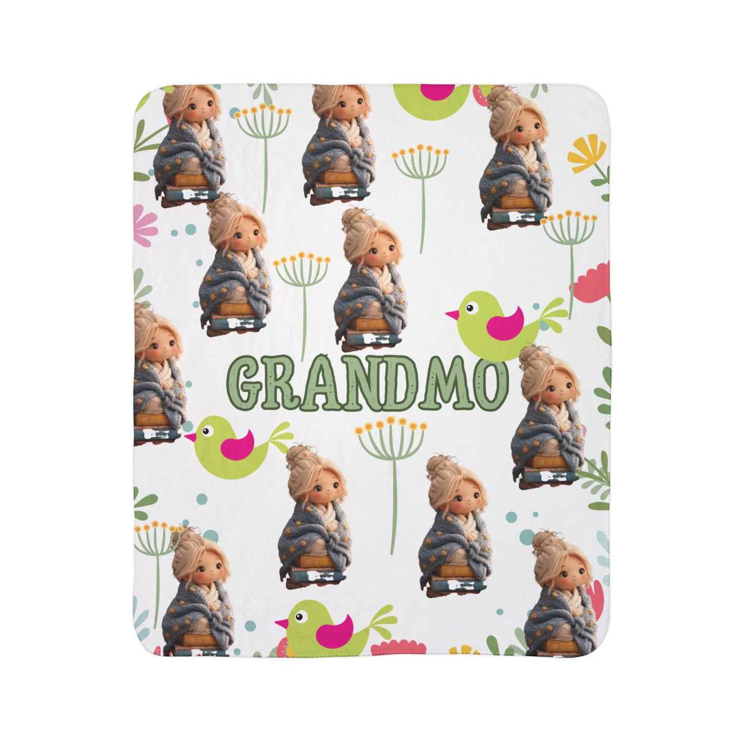 Grandma Floral Teddy Fleece Sherpa Blanket