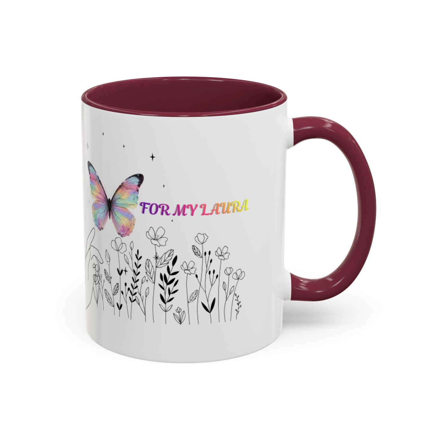 Colorful Mugs (11oz, 15oz)Taza personalizada, 11oz or 15oz Mug  Colorful Butterfly Floral  Mug personalizada ,Ceramic, Cup with wildflowers