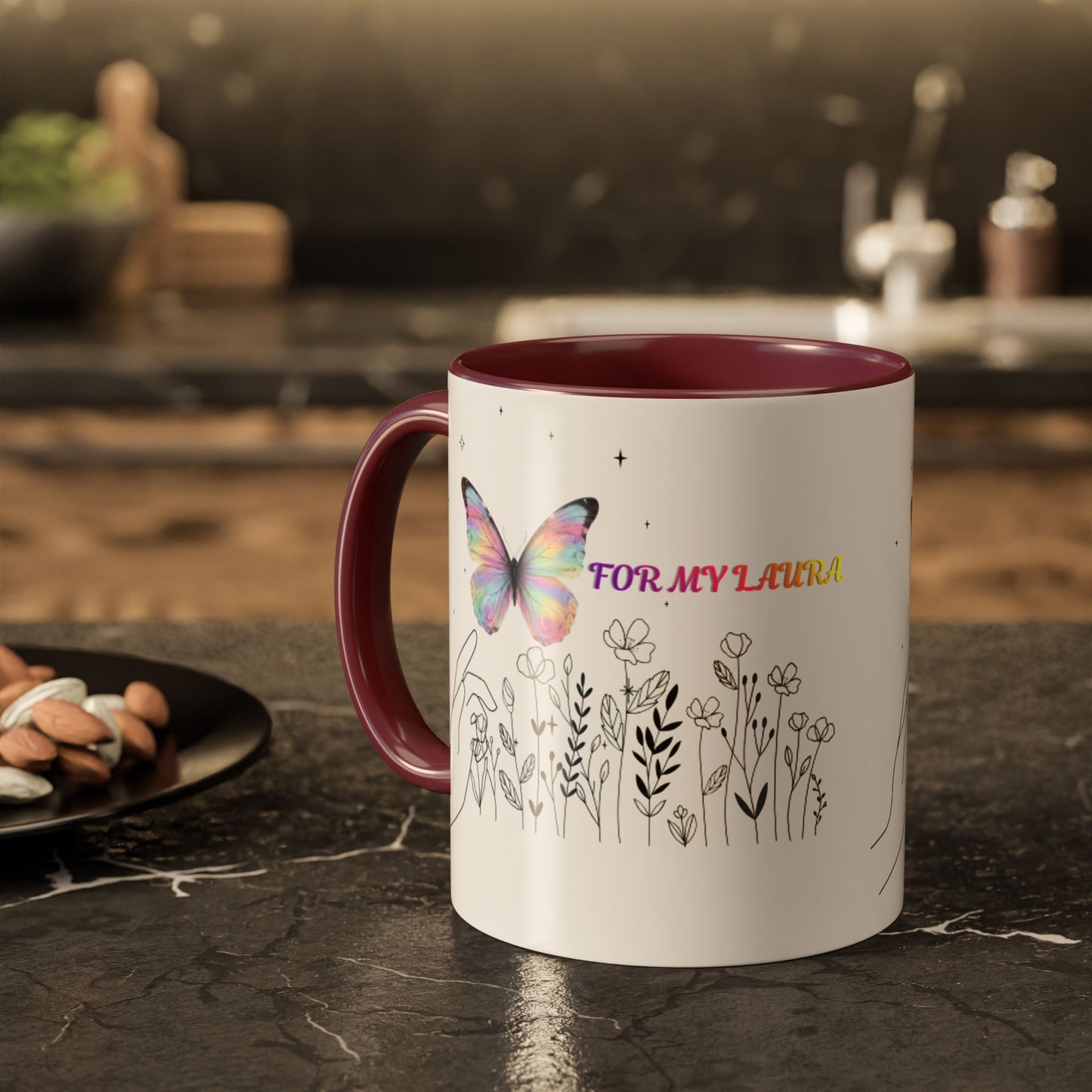 Colorful Mugs (11oz, 15oz)Taza personalizada, 11oz or 15oz Mug  Colorful Butterfly Floral  Mug personalizada ,Ceramic, Cup with wildflowers