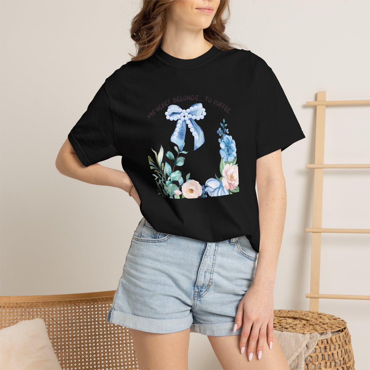 My Heart Belongs to Coffee Floral T-Shirt, She Blossomed After Every Storm enamel