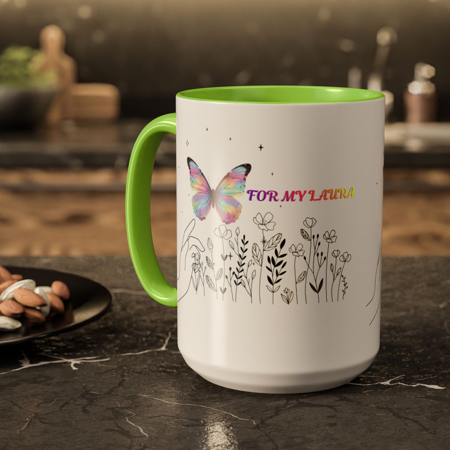 Colorful Mugs (11oz, 15oz)Taza personalizada, 11oz or 15oz Mug  Colorful Butterfly Floral  Mug personalizada ,Ceramic, Cup with wildflowers