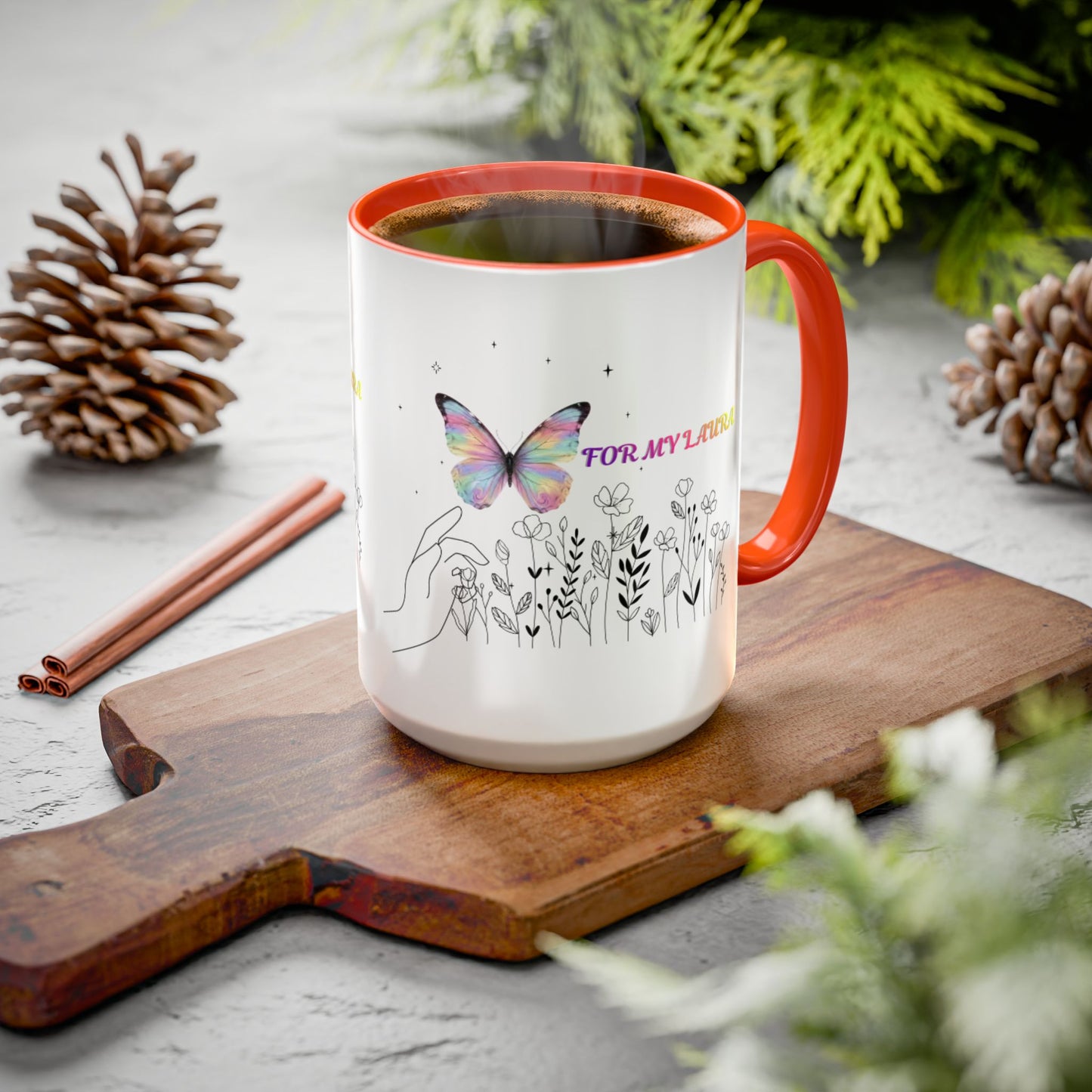 Colorful Mugs (11oz, 15oz)Taza personalizada, 11oz or 15oz Mug  Colorful Butterfly Floral  Mug personalizada ,Ceramic, Cup with wildflowers