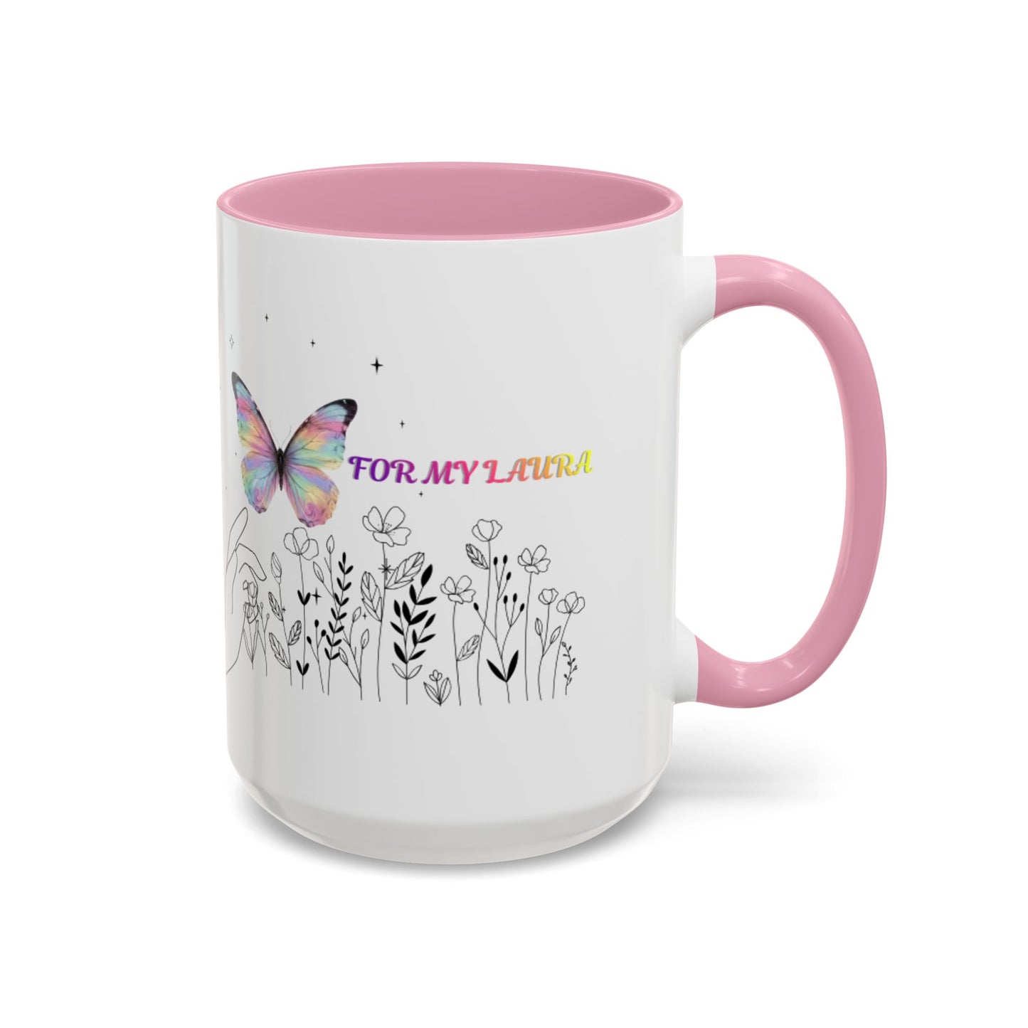 Colorful Mugs (11oz, 15oz)Taza personalizada, 11oz or 15oz Mug  Colorful Butterfly Floral  Mug personalizada ,Ceramic, Cup with wildflowers