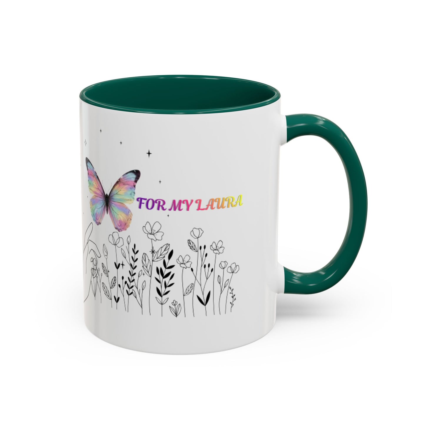 Colorful Mugs (11oz, 15oz)Taza personalizada, 11oz or 15oz Mug  Colorful Butterfly Floral  Mug personalizada ,Ceramic, Cup with wildflowers