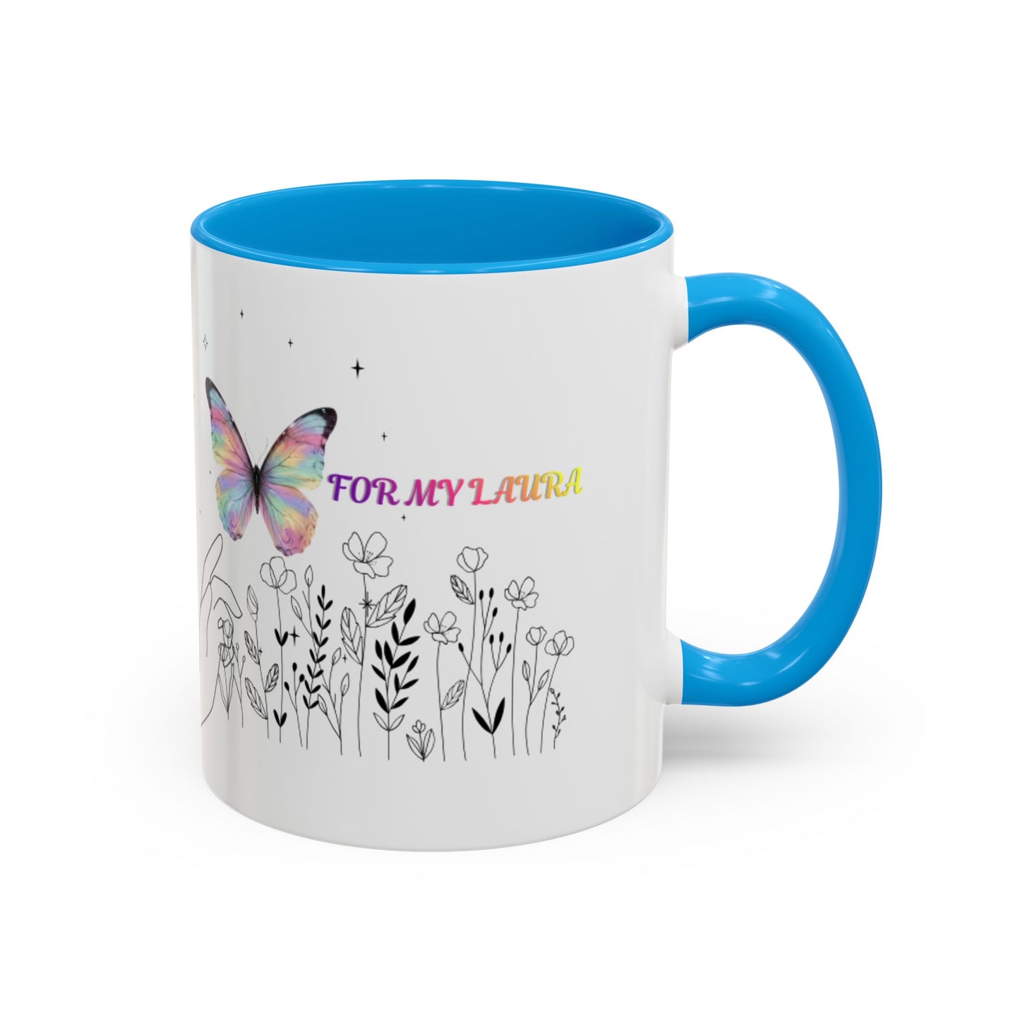 Colorful Mugs (11oz, 15oz)Taza personalizada, 11oz or 15oz Mug  Colorful Butterfly Floral  Mug personalizada ,Ceramic, Cup with wildflowers