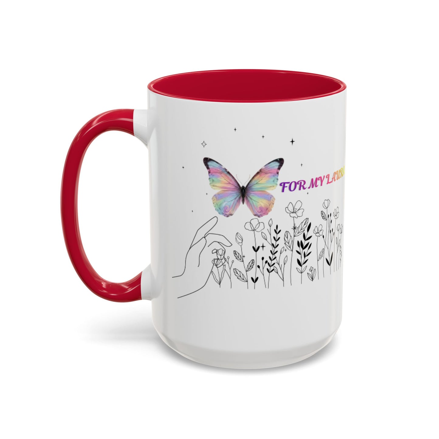 Colorful Mugs (11oz, 15oz)Taza personalizada, 11oz or 15oz Mug  Colorful Butterfly Floral  Mug personalizada ,Ceramic, Cup with wildflowers
