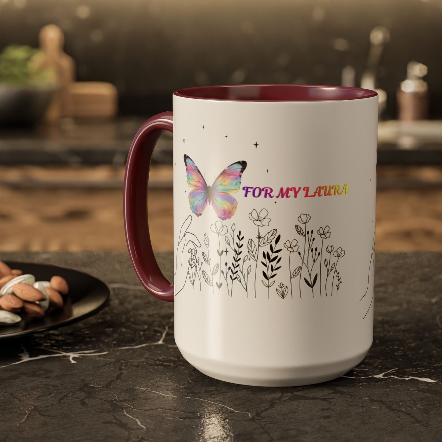 Colorful Mugs (11oz, 15oz)Taza personalizada, 11oz or 15oz Mug  Colorful Butterfly Floral  Mug personalizada ,Ceramic, Cup with wildflowers