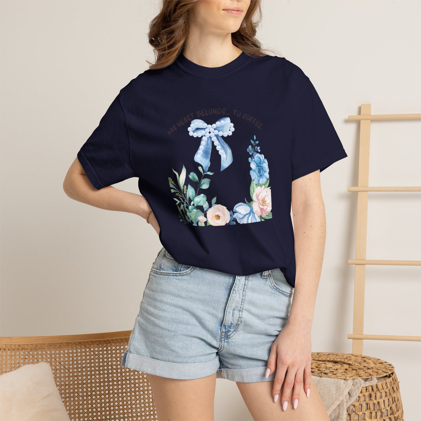 My Heart Belongs to Coffee Floral T-Shirt, She Blossomed After Every Storm enamel