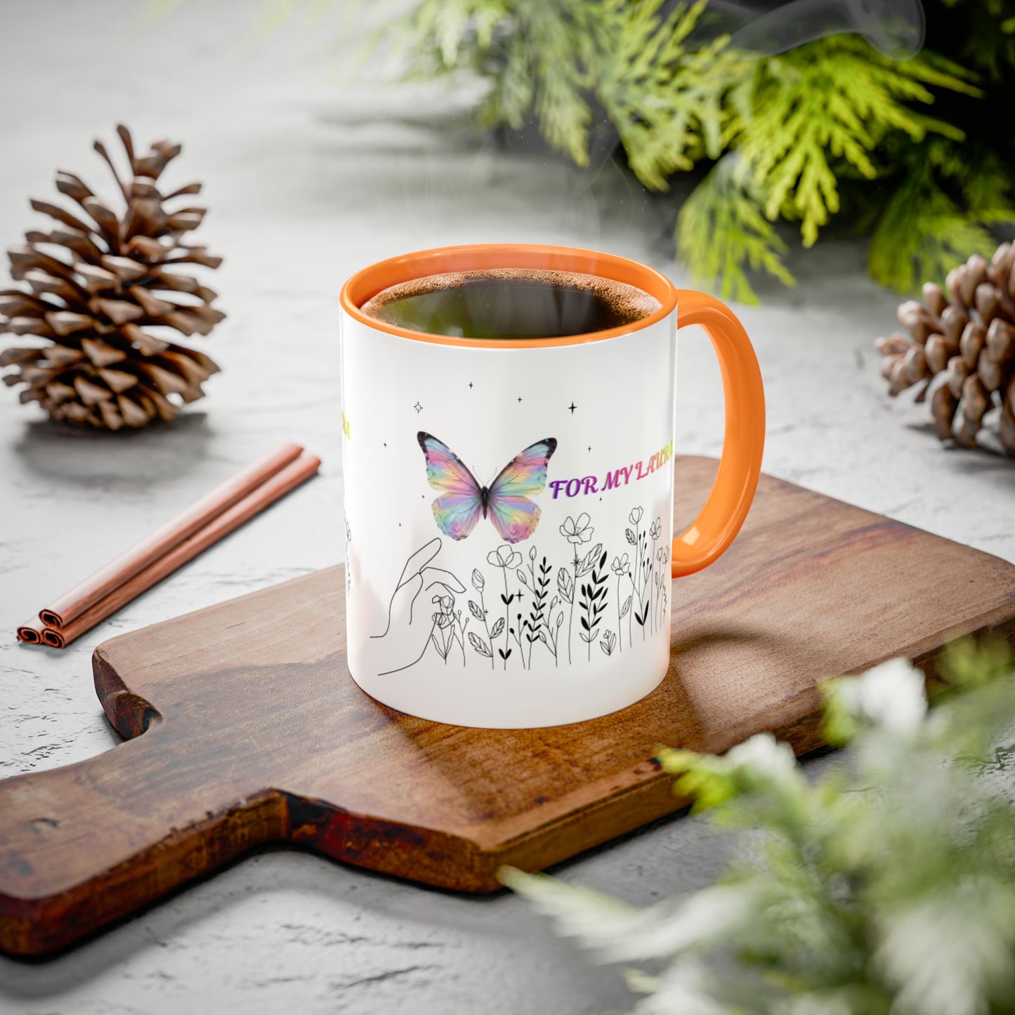 Colorful Mugs (11oz, 15oz)Taza personalizada, 11oz or 15oz Mug  Colorful Butterfly Floral  Mug personalizada ,Ceramic, Cup with wildflowers