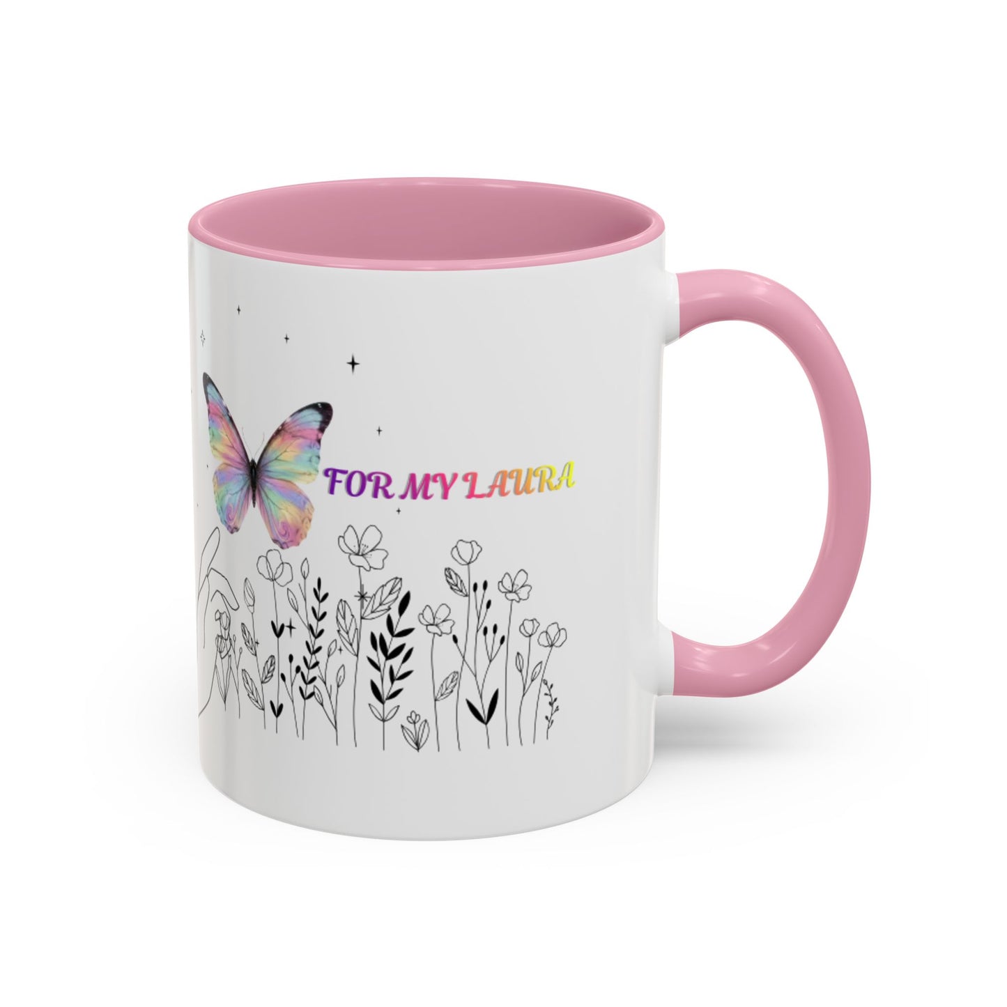 Colorful Mugs (11oz, 15oz)Taza personalizada, 11oz or 15oz Mug  Colorful Butterfly Floral  Mug personalizada ,Ceramic, Cup with wildflowers