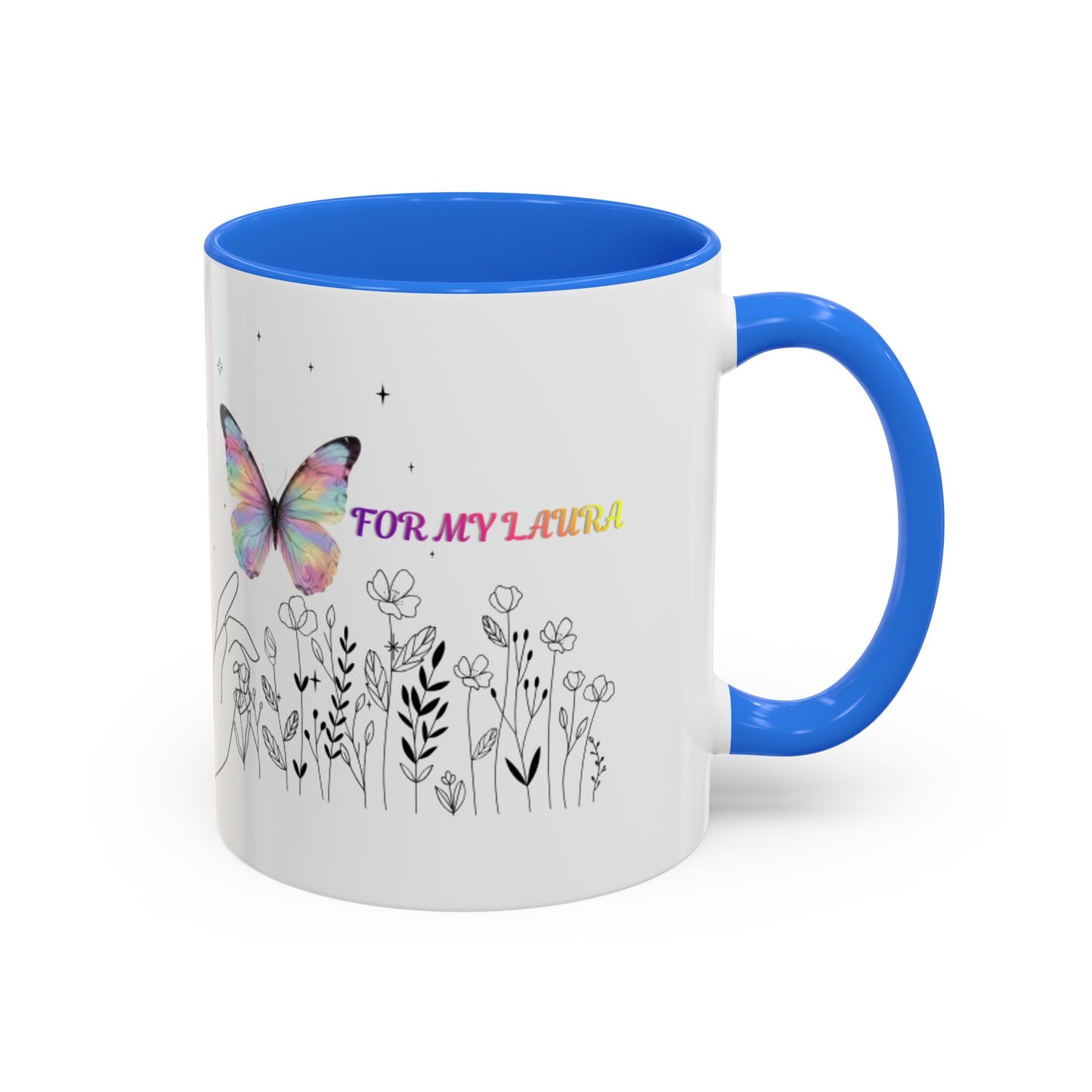 Colorful Mugs (11oz, 15oz)Taza personalizada, 11oz or 15oz Mug  Colorful Butterfly Floral  Mug personalizada ,Ceramic, Cup with wildflowers
