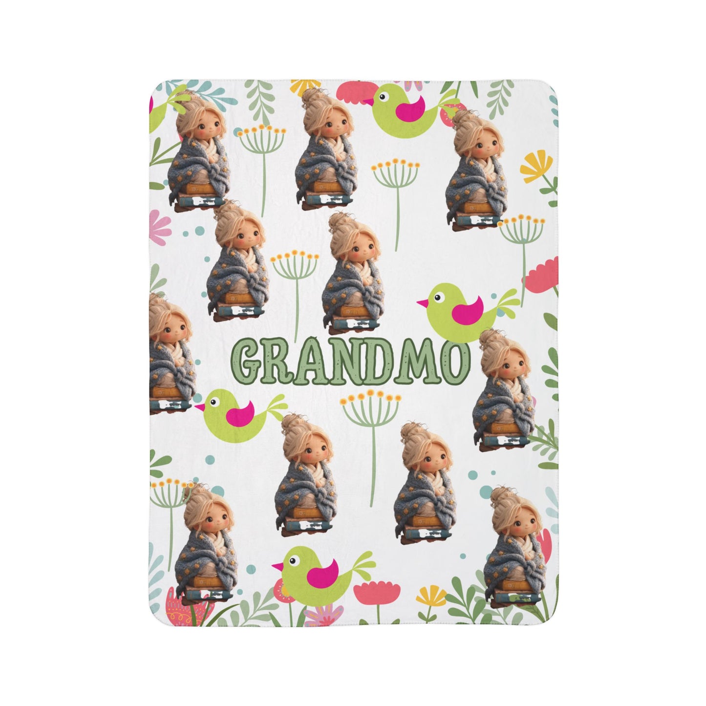 Grandma Floral Teddy Fleece Sherpa Blanket