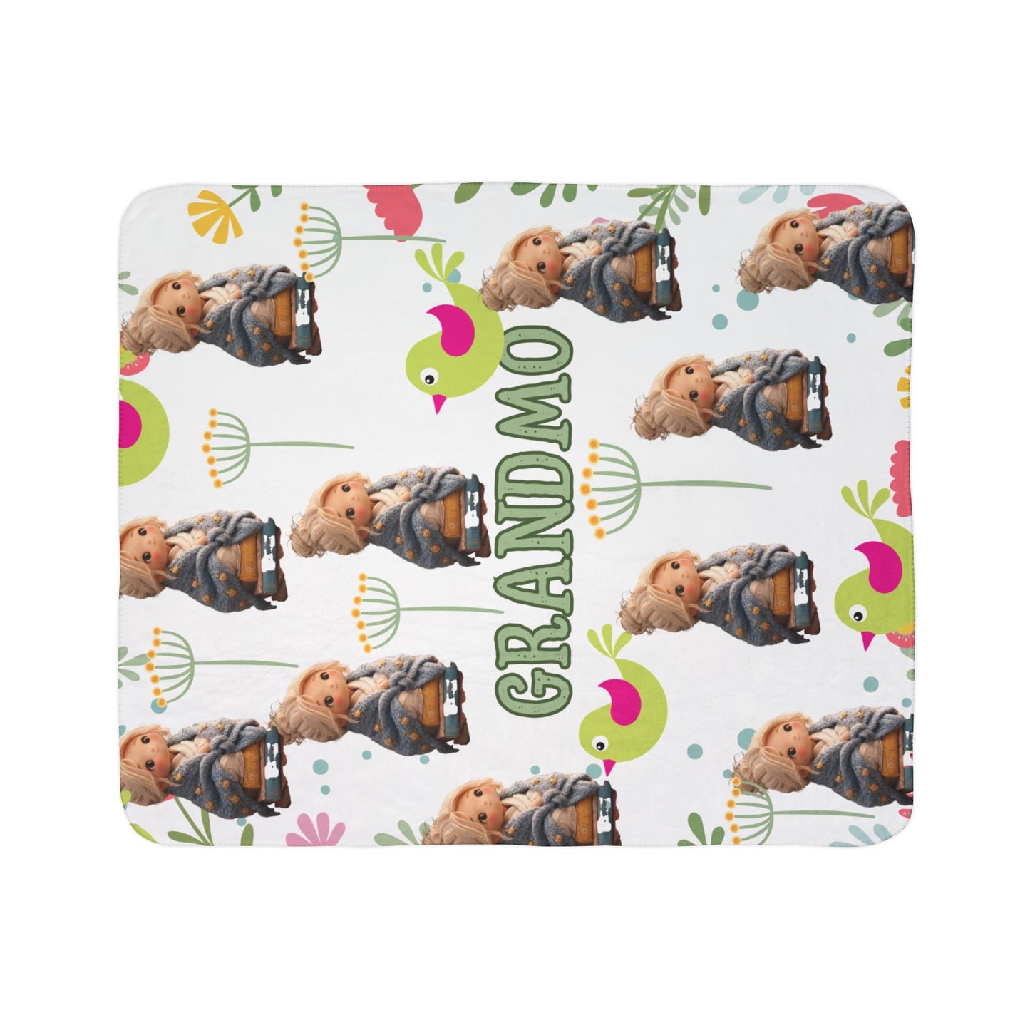 Grandma Floral Teddy Fleece Sherpa Blanket