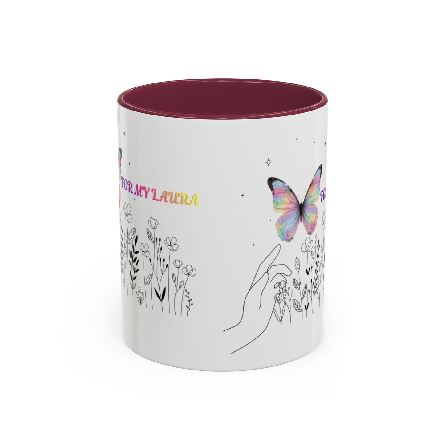 Colorful Mugs (11oz, 15oz)Taza personalizada, 11oz or 15oz Mug  Colorful Butterfly Floral  Mug personalizada ,Ceramic, Cup with wildflowers