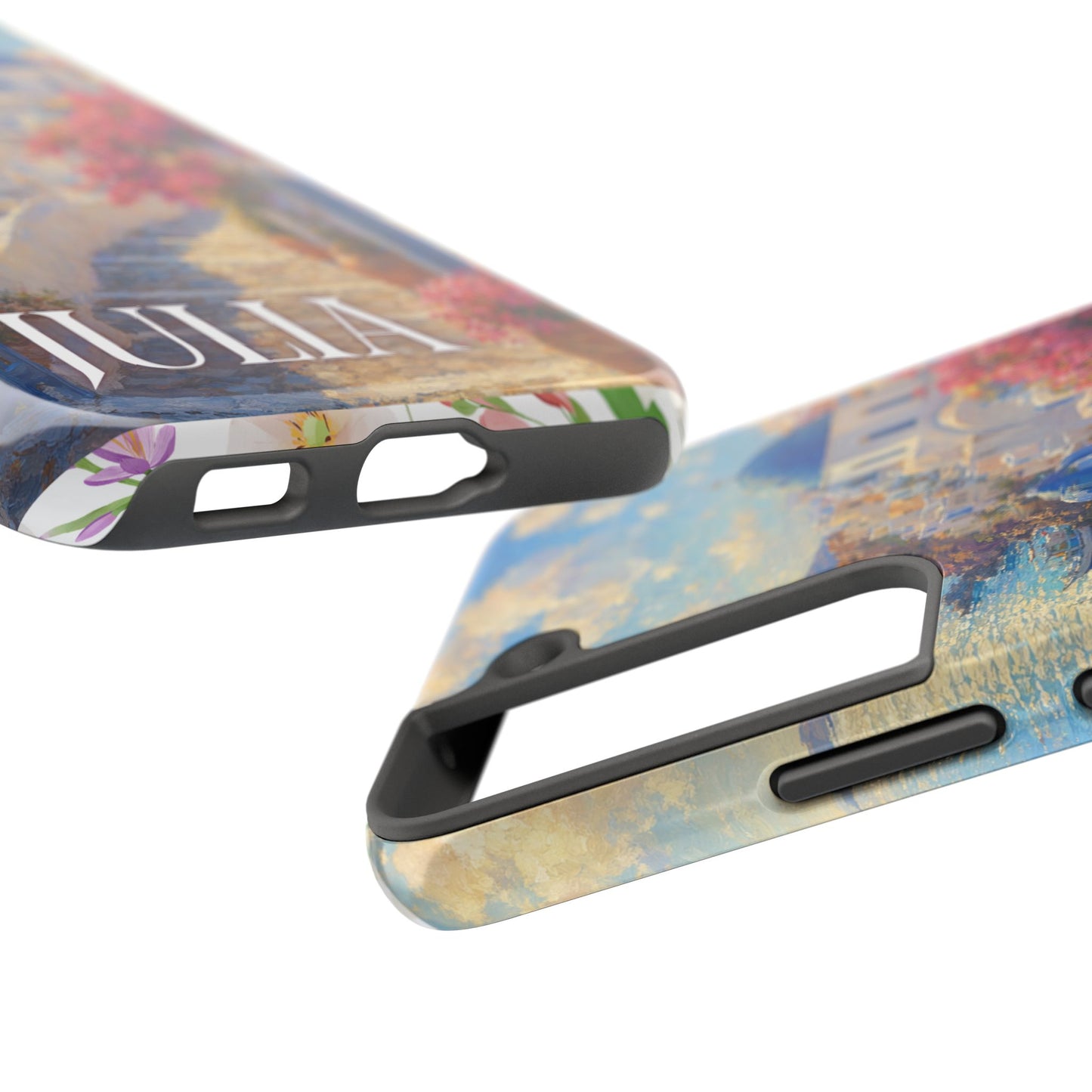 Tough Phone Case — Personalized Santorini Seaside Design (Name: JULIA)
