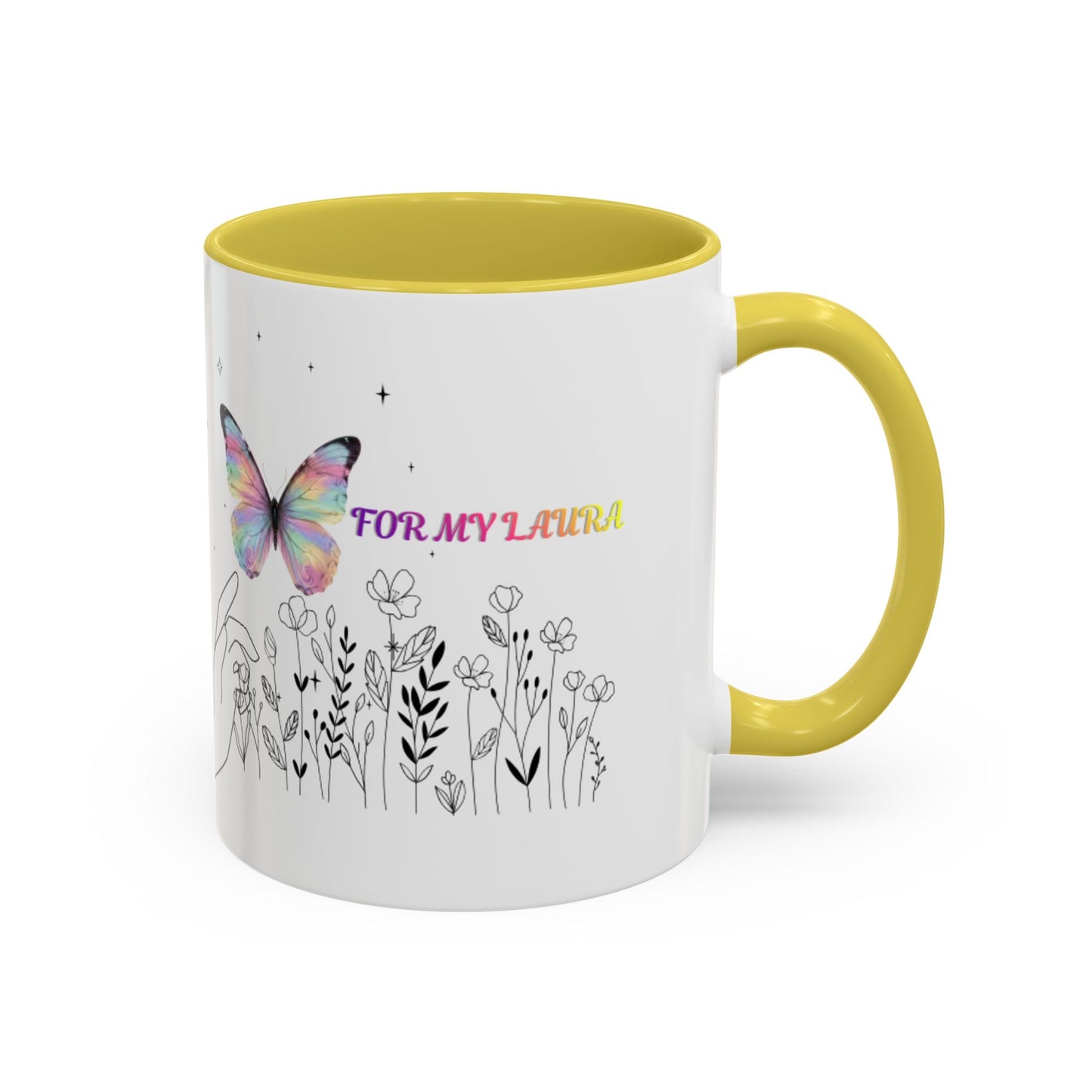 Colorful Mugs (11oz, 15oz)Taza personalizada, 11oz or 15oz Mug  Colorful Butterfly Floral  Mug personalizada ,Ceramic, Cup with wildflowers