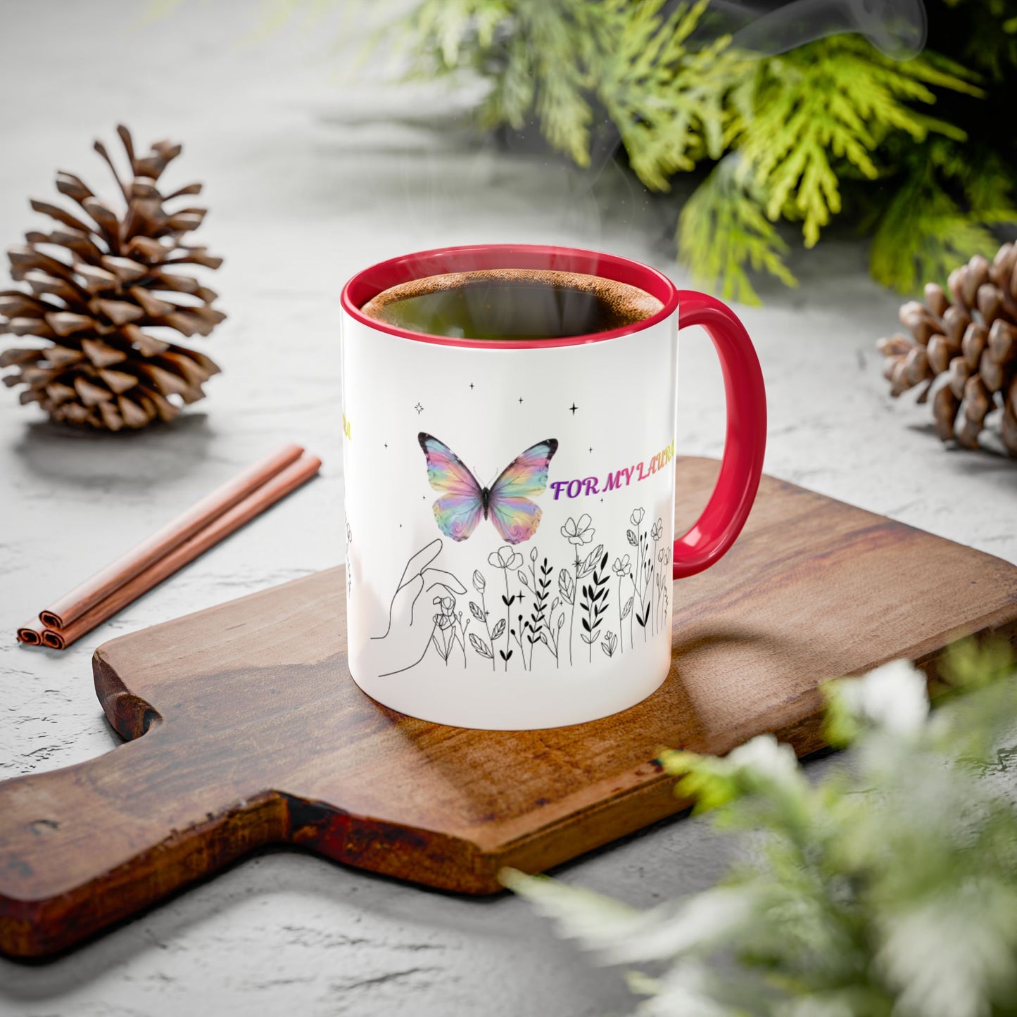 Colorful Mugs (11oz, 15oz)Taza personalizada, 11oz or 15oz Mug  Colorful Butterfly Floral  Mug personalizada ,Ceramic, Cup with wildflowers