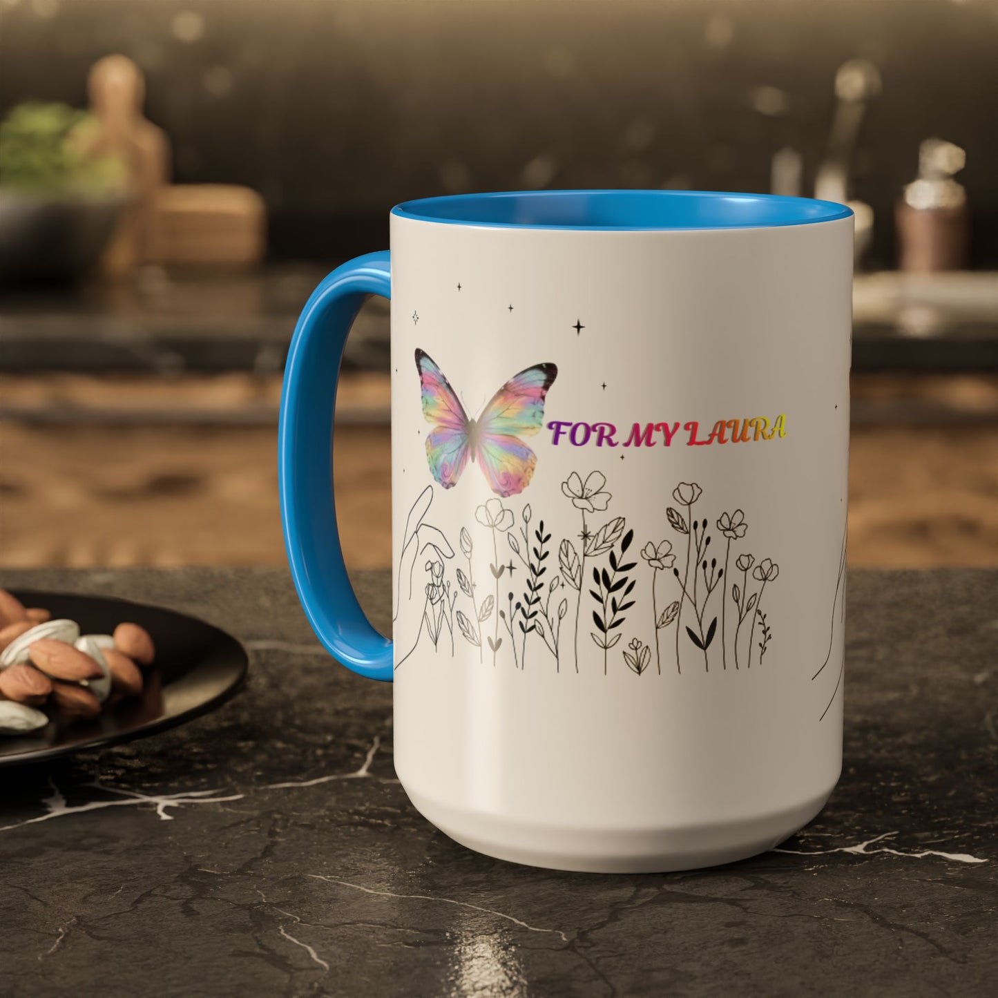 Colorful Mugs (11oz, 15oz)Taza personalizada, 11oz or 15oz Mug  Colorful Butterfly Floral  Mug personalizada ,Ceramic, Cup with wildflowers