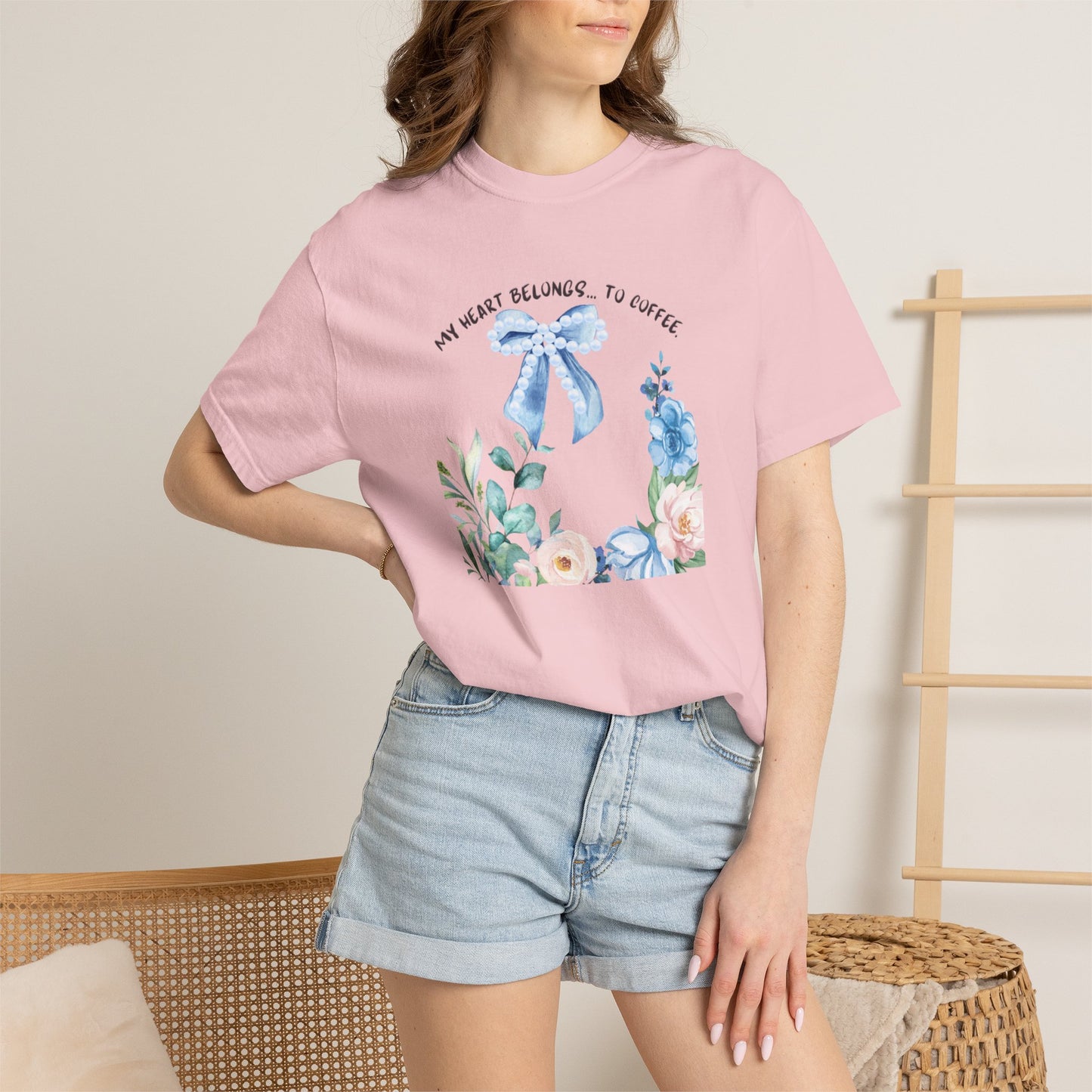 My Heart Belongs to Coffee Floral T-Shirt, She Blossomed After Every Storm enamel