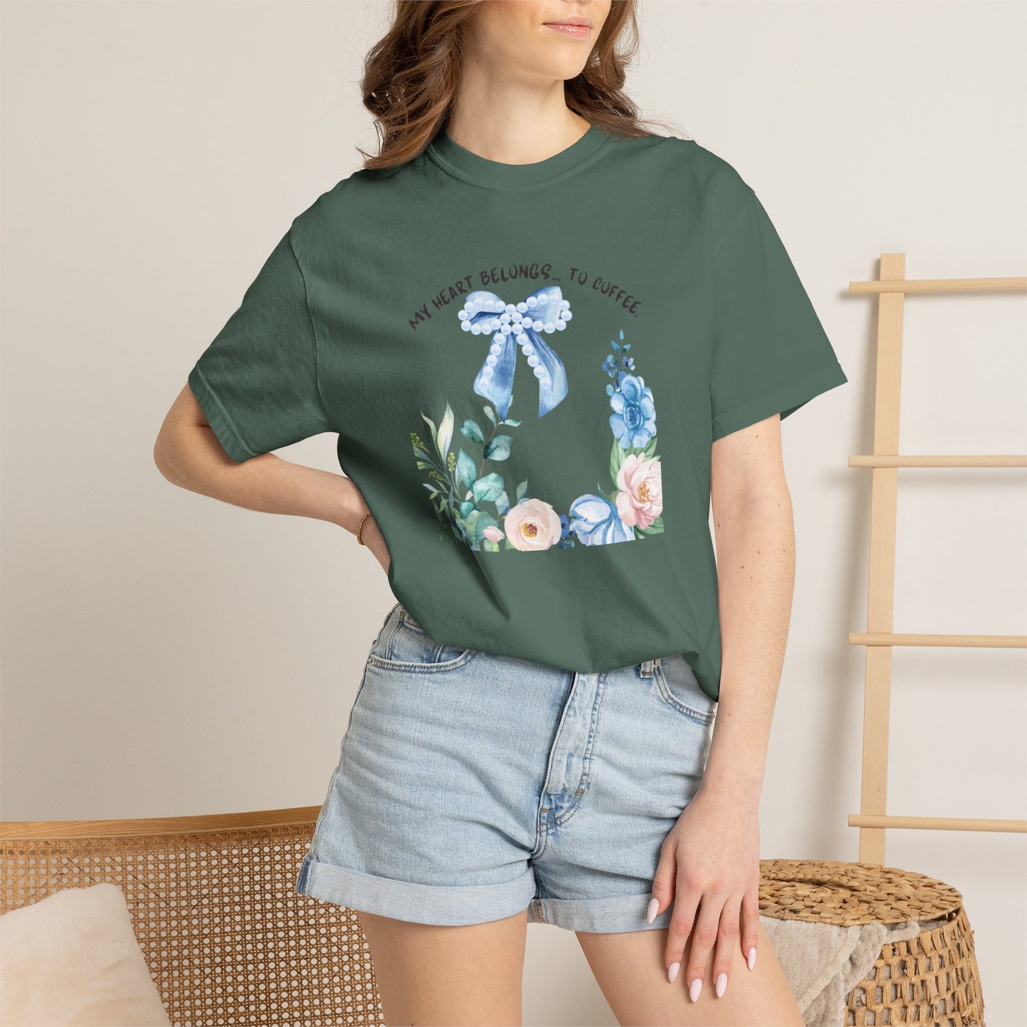 My Heart Belongs to Coffee Floral T-Shirt, She Blossomed After Every Storm enamel