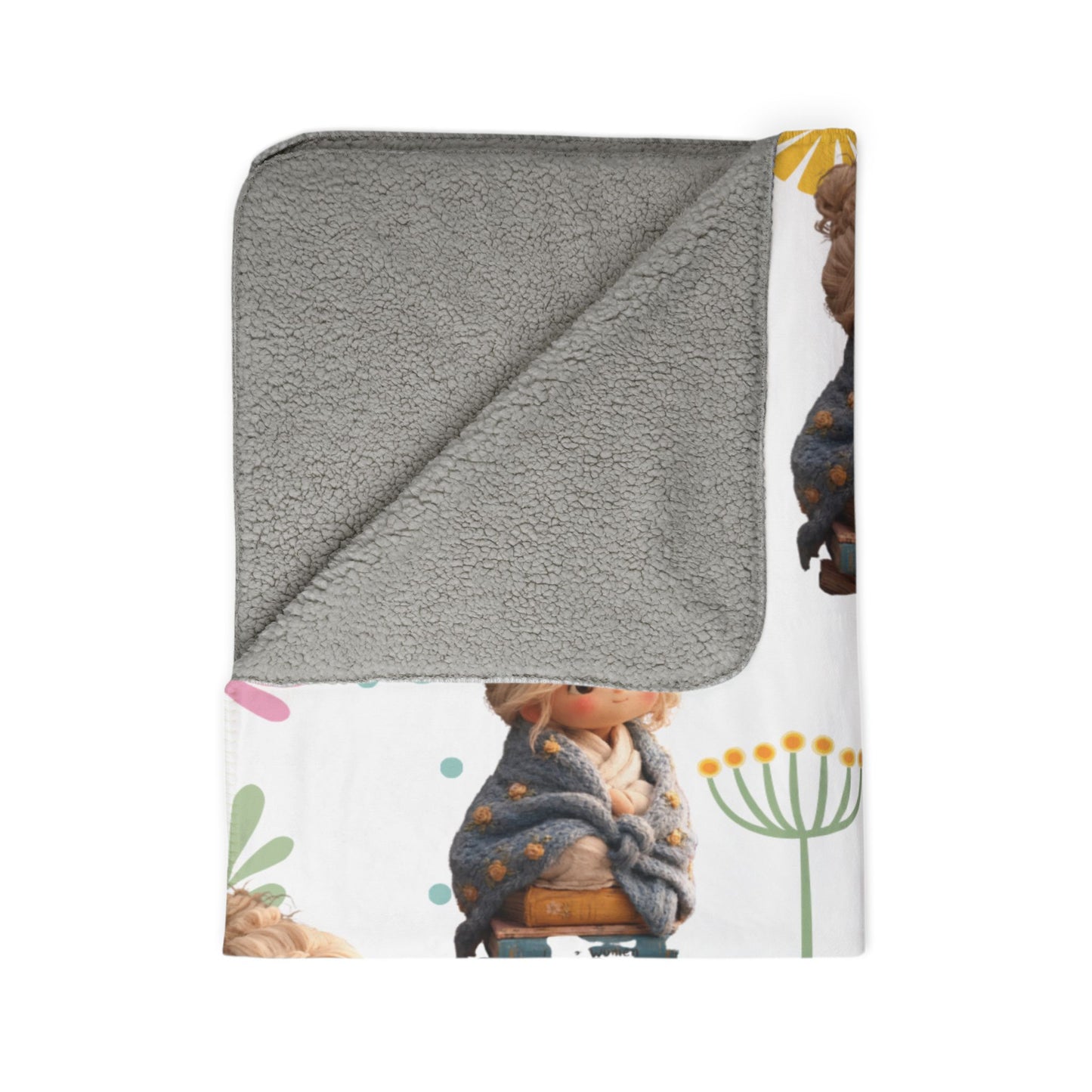 Grandma Floral Teddy Fleece Sherpa Blanket