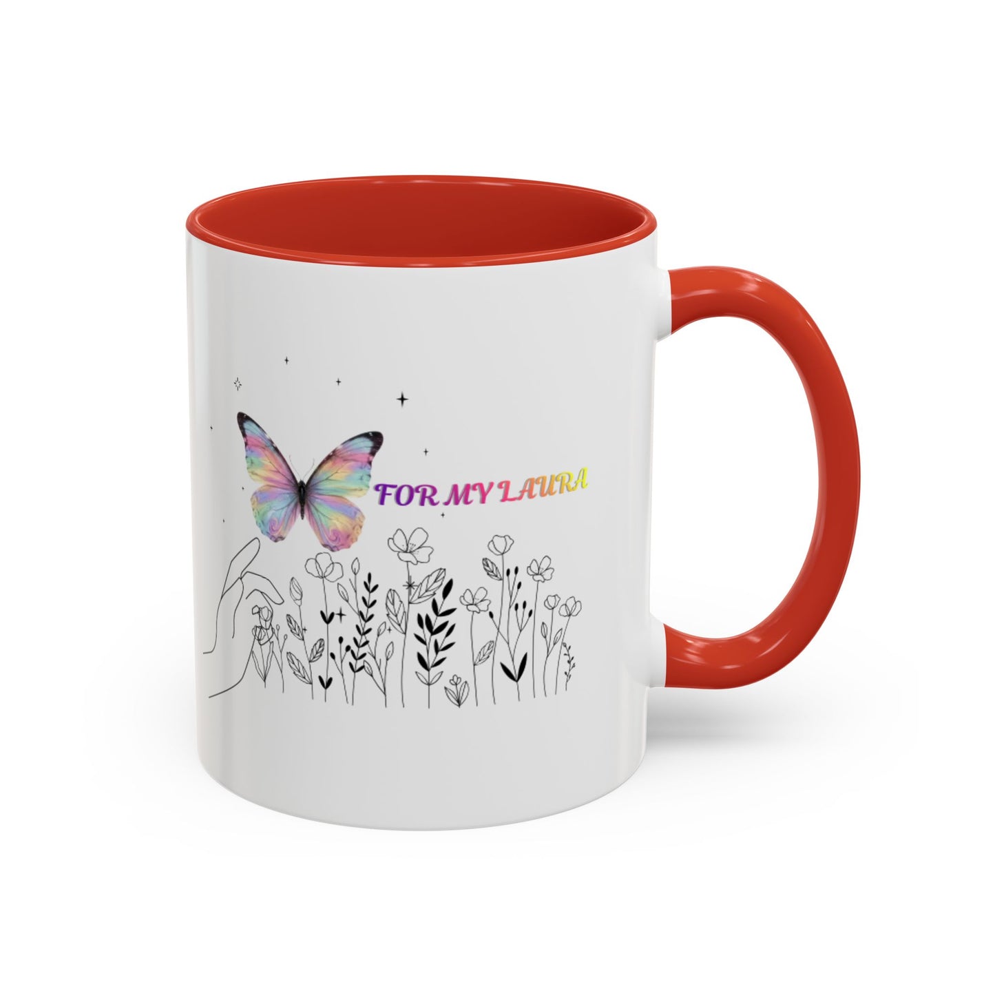 For My Laura Butterfly Accent Coffee Mug — Floral Inspirational 11/15oz