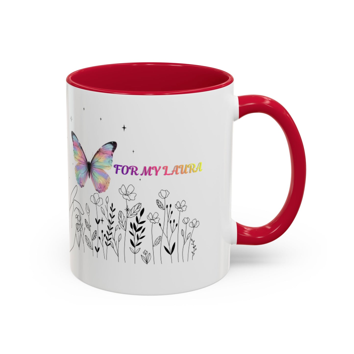 Colorful Mugs (11oz, 15oz)Taza personalizada, 11oz or 15oz Mug  Colorful Butterfly Floral  Mug personalizada ,Ceramic, Cup with wildflowers
