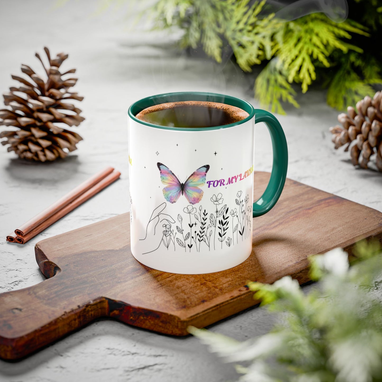 Colorful Mugs (11oz, 15oz)Taza personalizada, 11oz or 15oz Mug  Colorful Butterfly Floral  Mug personalizada ,Ceramic, Cup with wildflowers