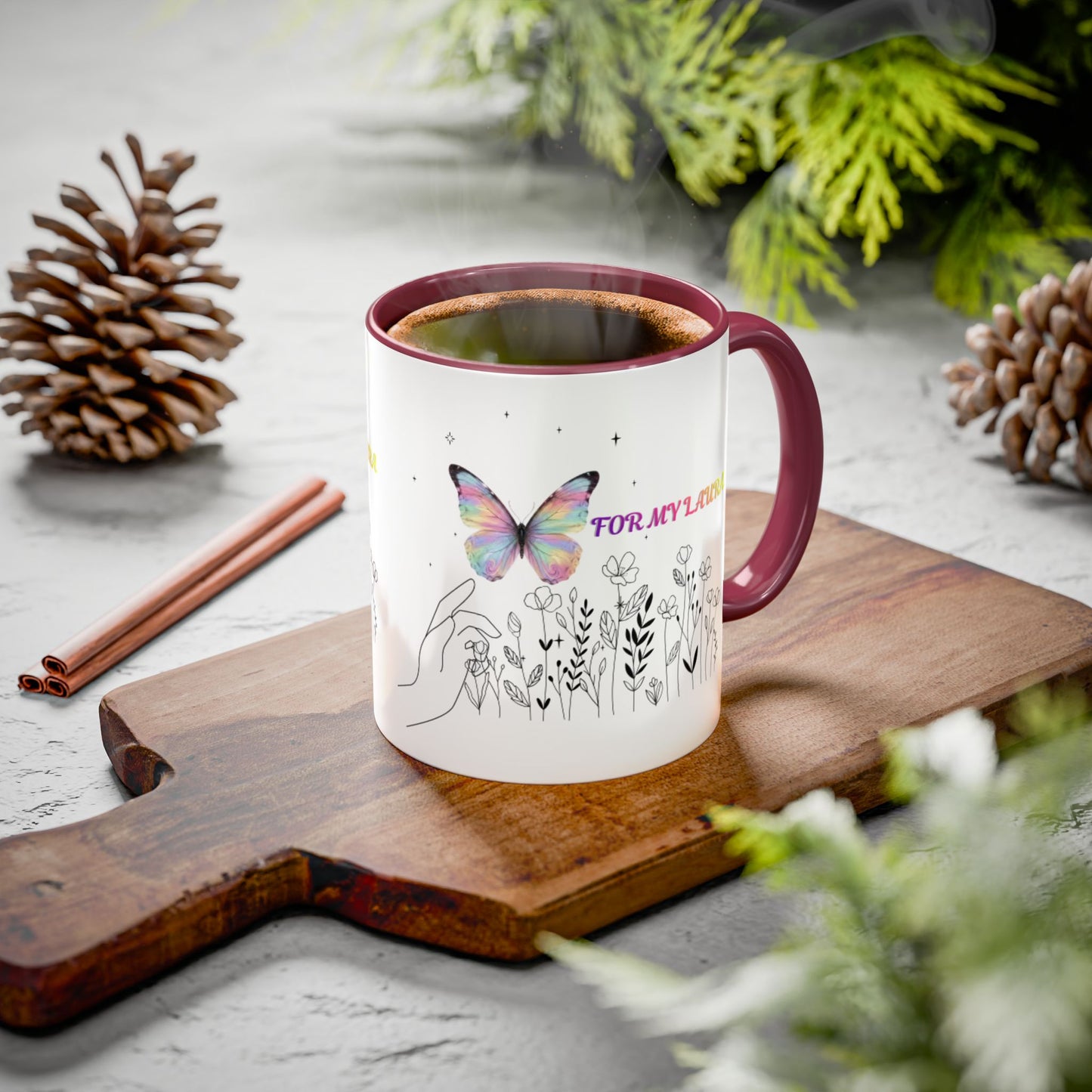 Colorful Mugs (11oz, 15oz)Taza personalizada, 11oz or 15oz Mug  Colorful Butterfly Floral  Mug personalizada ,Ceramic, Cup with wildflowers