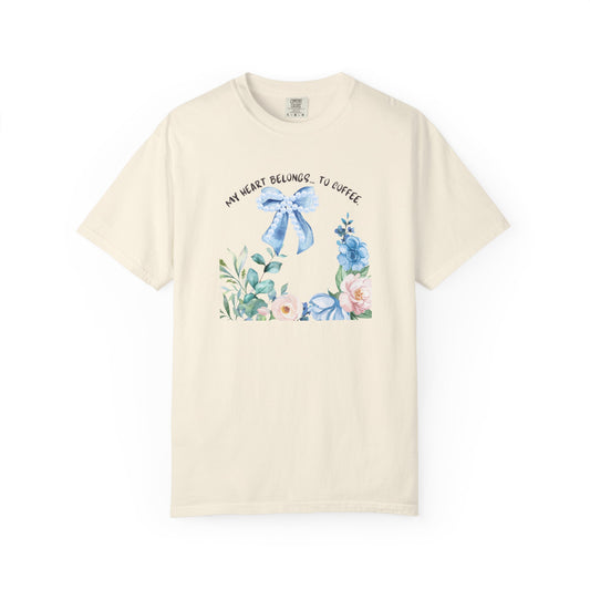 My Heart Belongs to Coffee Floral T-Shirt, She Blossomed After Every Storm enamel