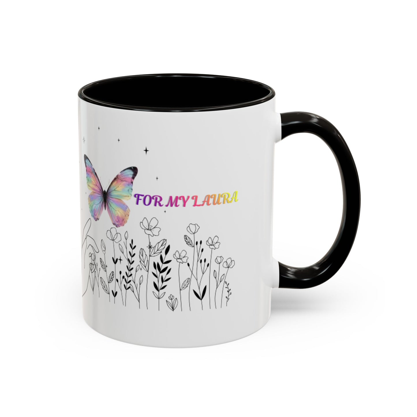 Colorful Mugs (11oz, 15oz)Taza personalizada, 11oz or 15oz Mug  Colorful Butterfly Floral  Mug personalizada ,Ceramic, Cup with wildflowers
