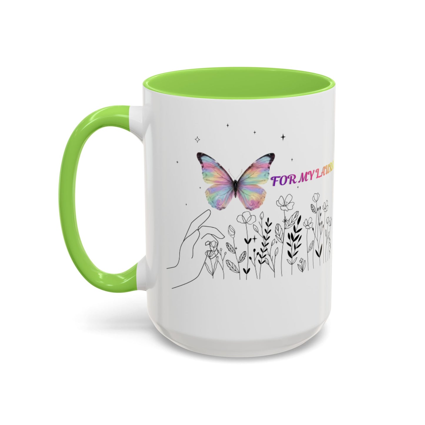 Colorful Mugs (11oz, 15oz)Taza personalizada, 11oz or 15oz Mug  Colorful Butterfly Floral  Mug personalizada ,Ceramic, Cup with wildflowers