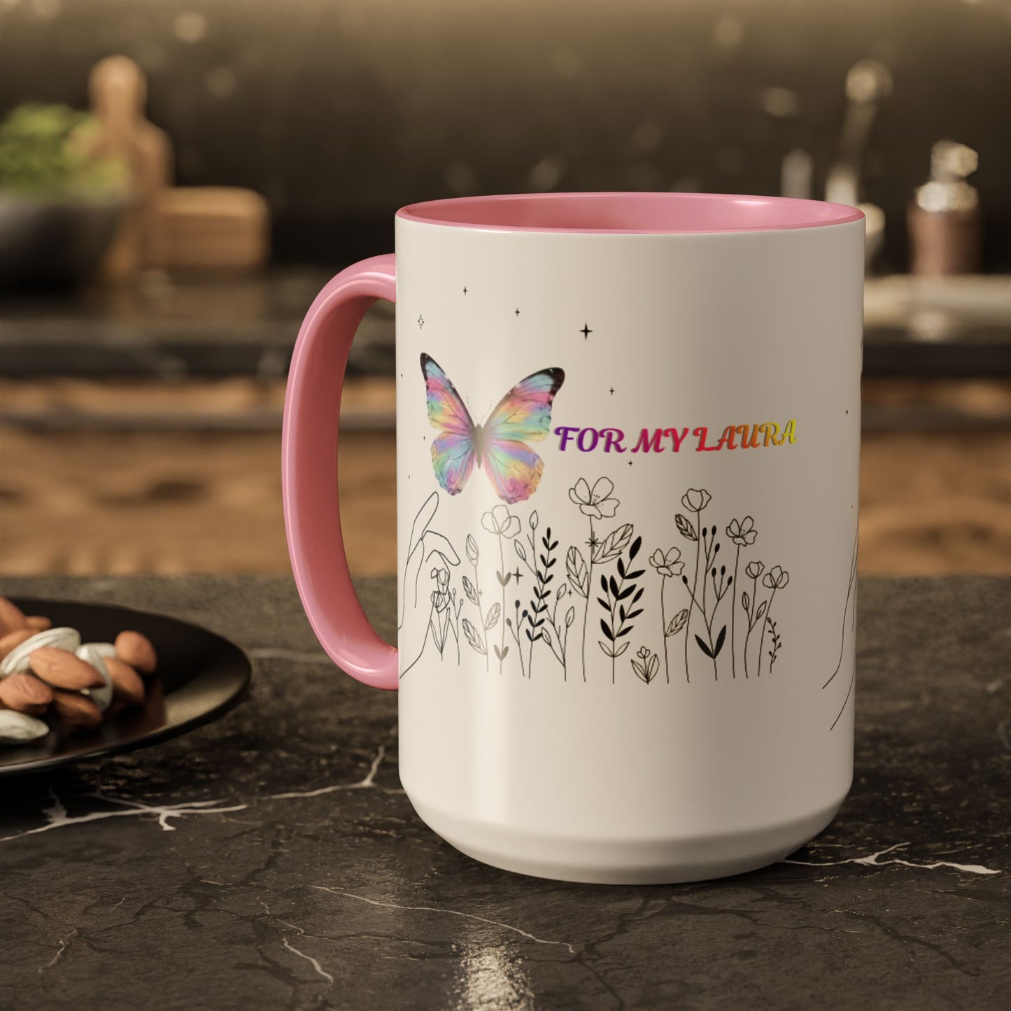 Colorful Mugs (11oz, 15oz)Taza personalizada, 11oz or 15oz Mug  Colorful Butterfly Floral  Mug personalizada ,Ceramic, Cup with wildflowers