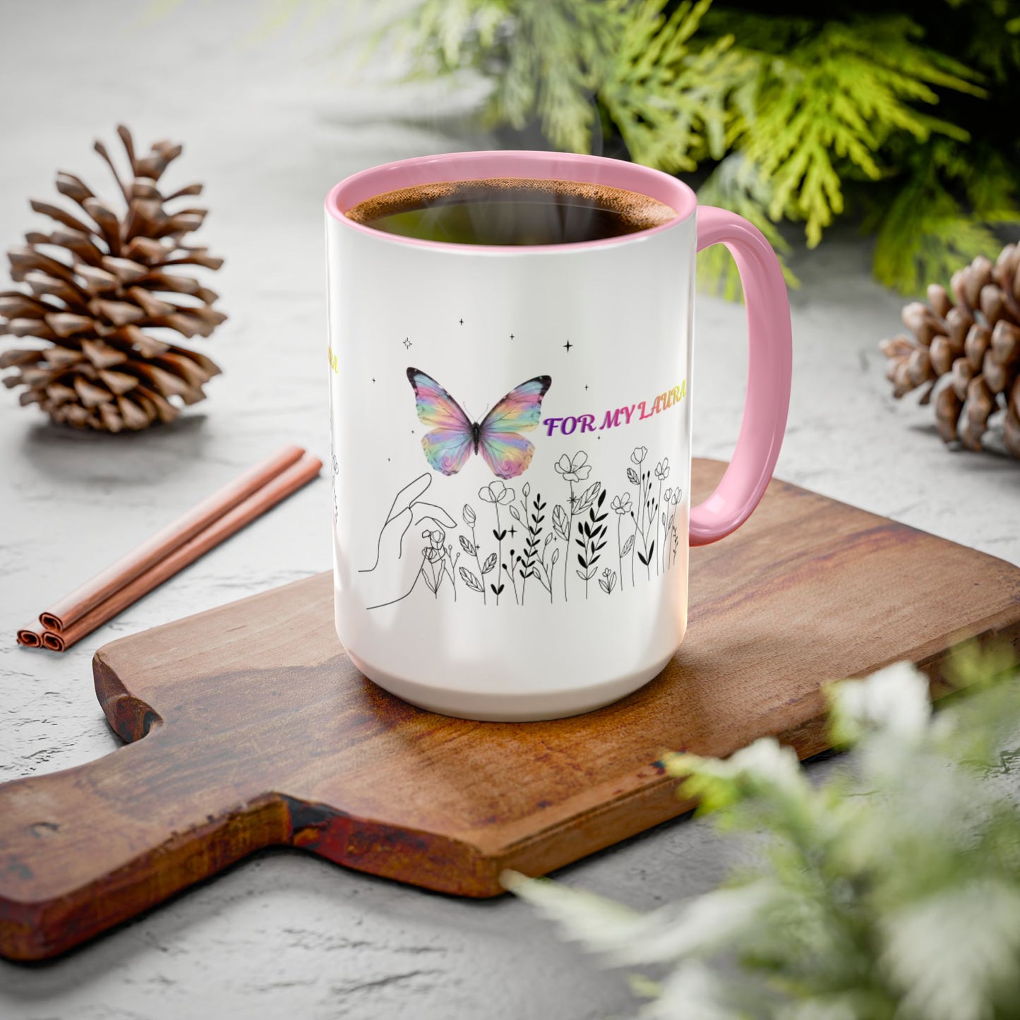 Colorful Mugs (11oz, 15oz)Taza personalizada, 11oz or 15oz Mug  Colorful Butterfly Floral  Mug personalizada ,Ceramic, Cup with wildflowers