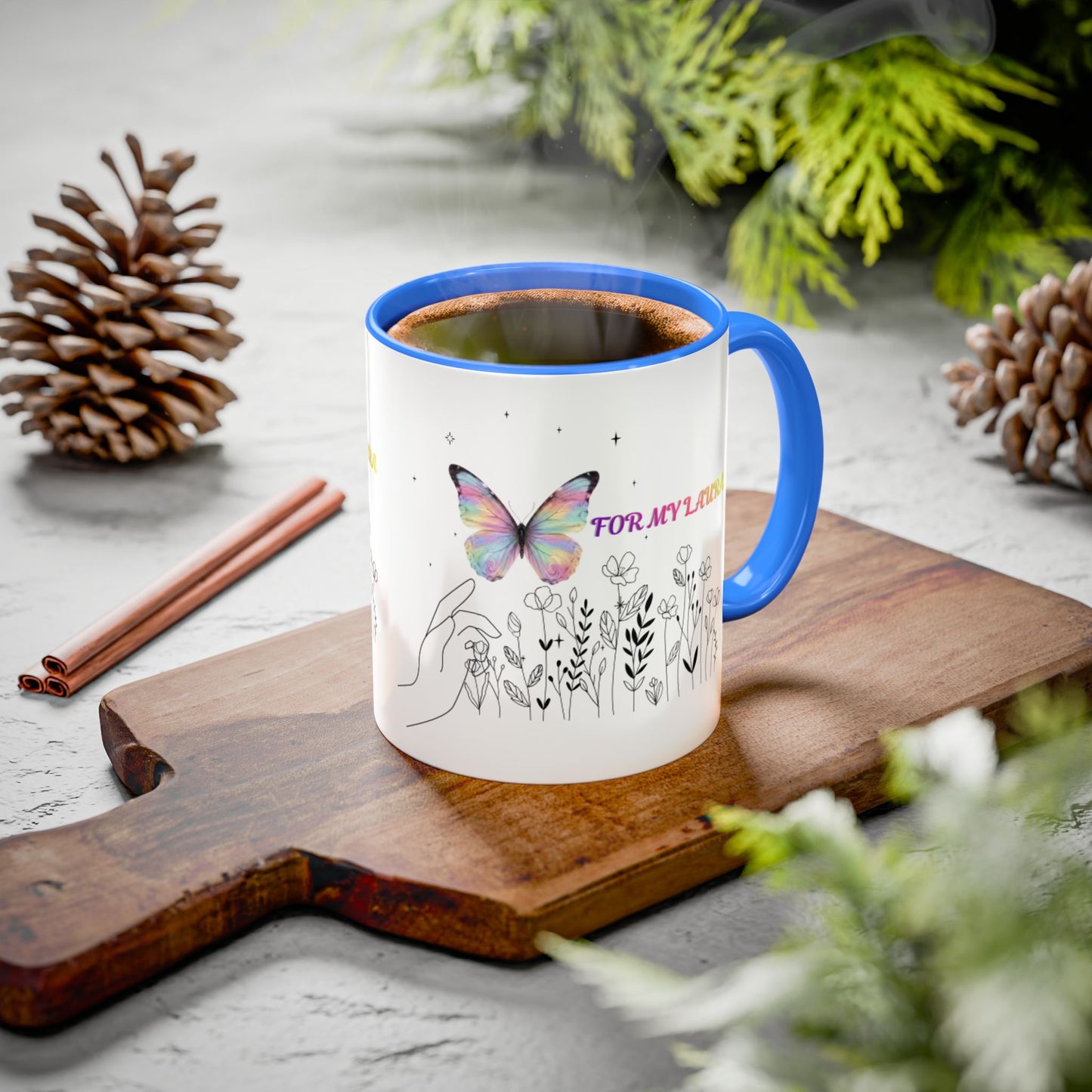 Colorful Mugs (11oz, 15oz)Taza personalizada, 11oz or 15oz Mug  Colorful Butterfly Floral  Mug personalizada ,Ceramic, Cup with wildflowers