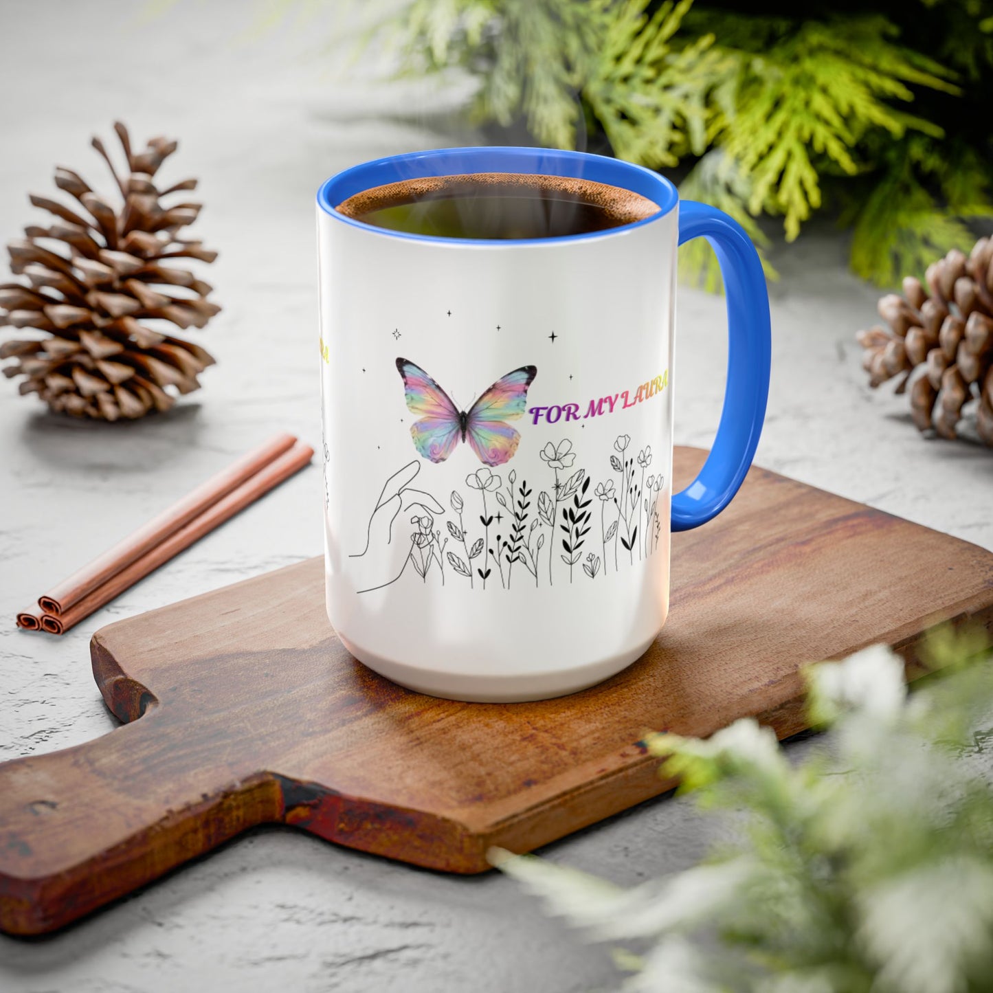 Colorful Mugs (11oz, 15oz)Taza personalizada, 11oz or 15oz Mug  Colorful Butterfly Floral  Mug personalizada ,Ceramic, Cup with wildflowers