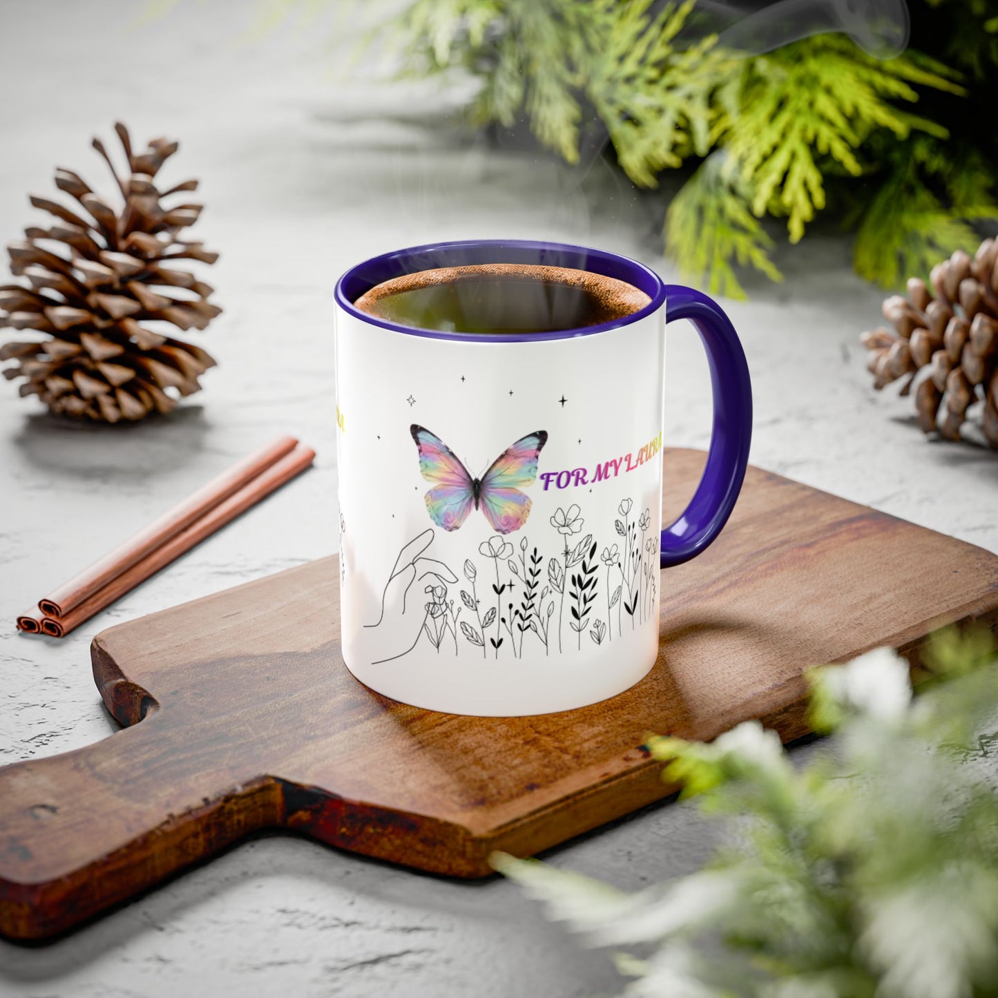 Colorful Mugs (11oz, 15oz)Taza personalizada, 11oz or 15oz Mug  Colorful Butterfly Floral  Mug personalizada ,Ceramic, Cup with wildflowers