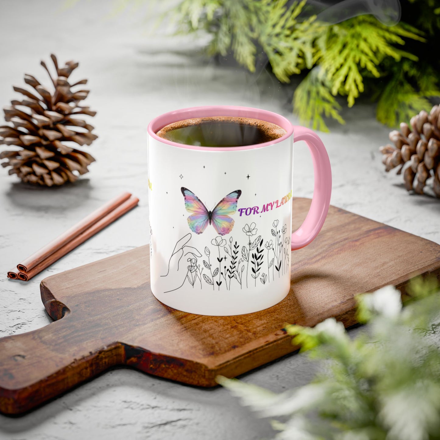 Colorful Mugs (11oz, 15oz)Taza personalizada, 11oz or 15oz Mug  Colorful Butterfly Floral  Mug personalizada ,Ceramic, Cup with wildflowers