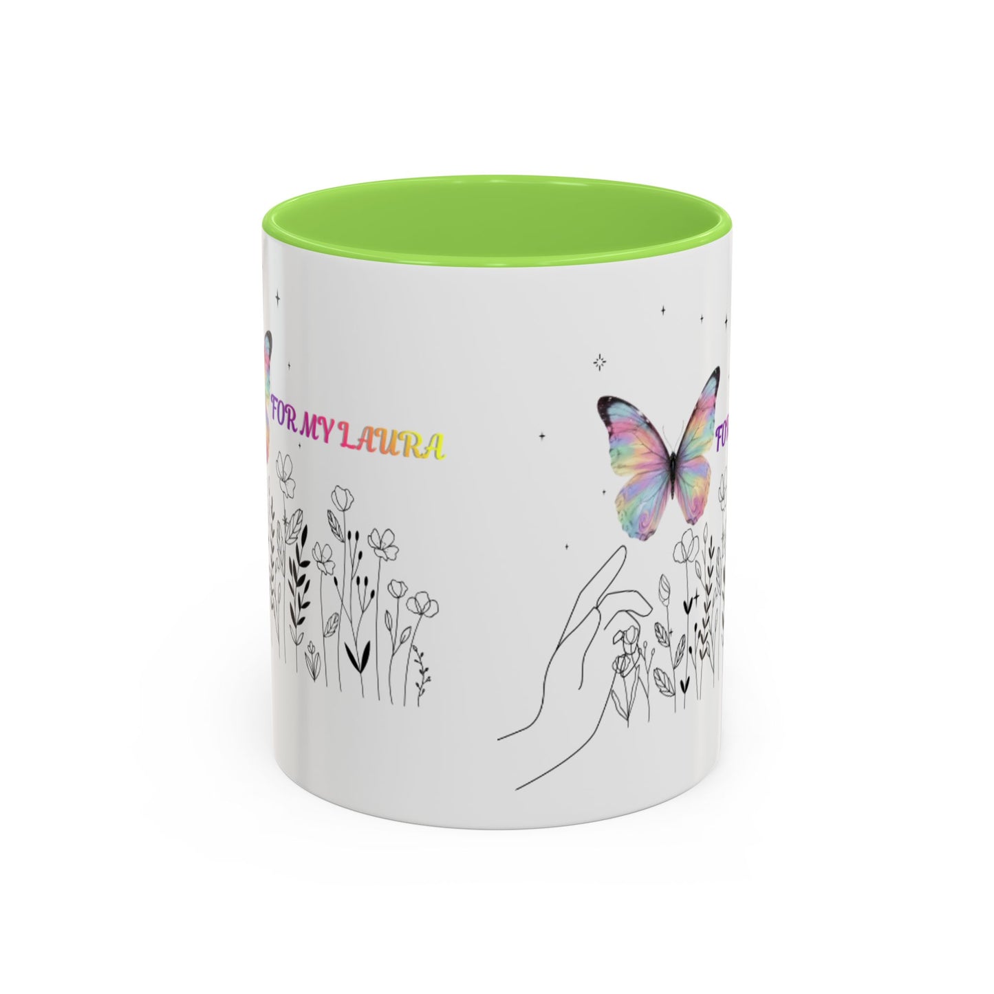 Colorful Mugs (11oz, 15oz)Taza personalizada, 11oz or 15oz Mug  Colorful Butterfly Floral  Mug personalizada ,Ceramic, Cup with wildflowers